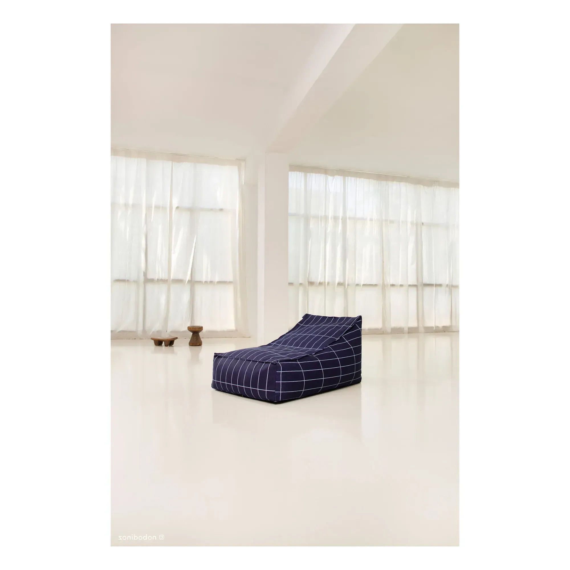 Vibes Long Pouffe - Navy Blue, Organic Cotton alternate view