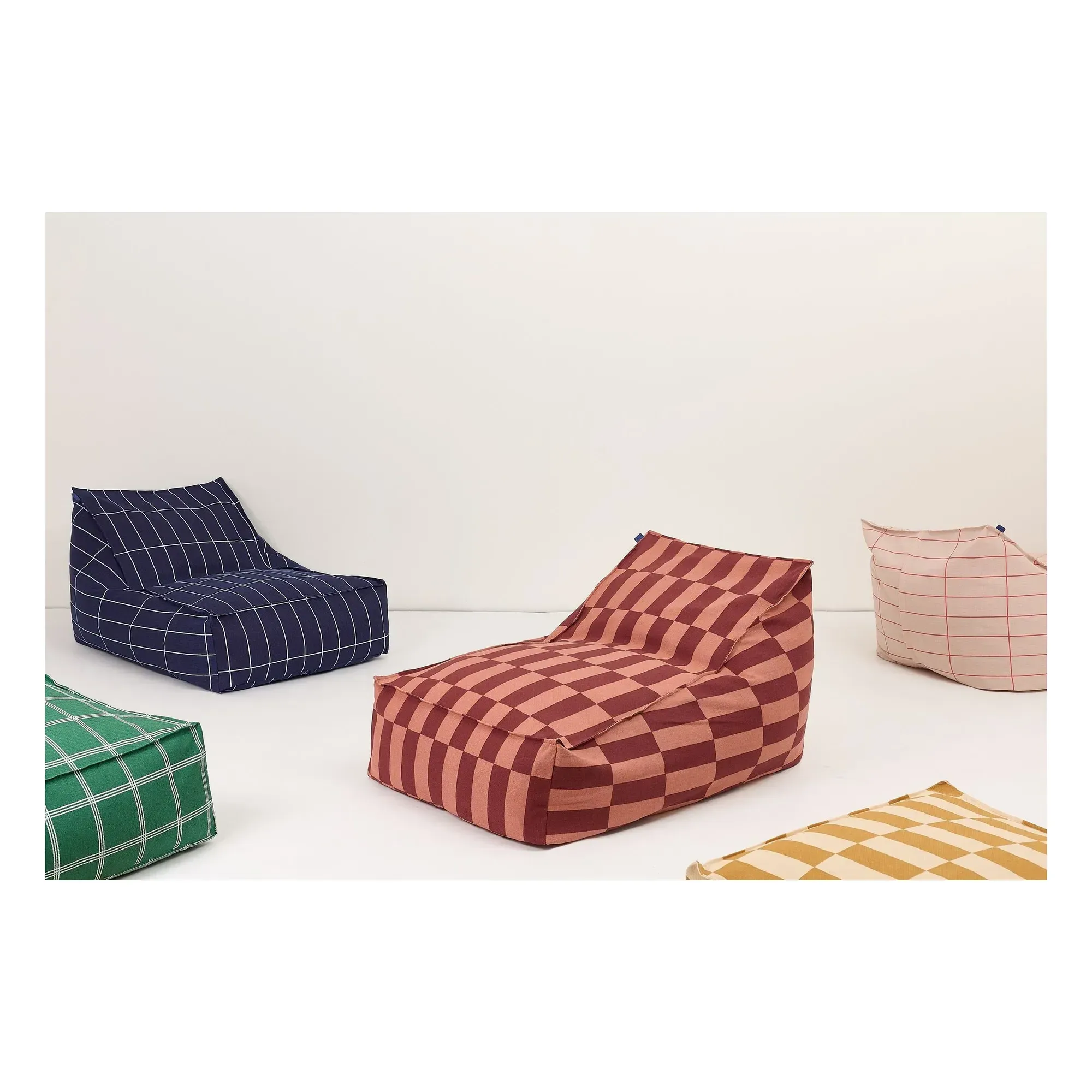 Vibes Tiles Long Pouffe - Red, Organic Cotton alternate view