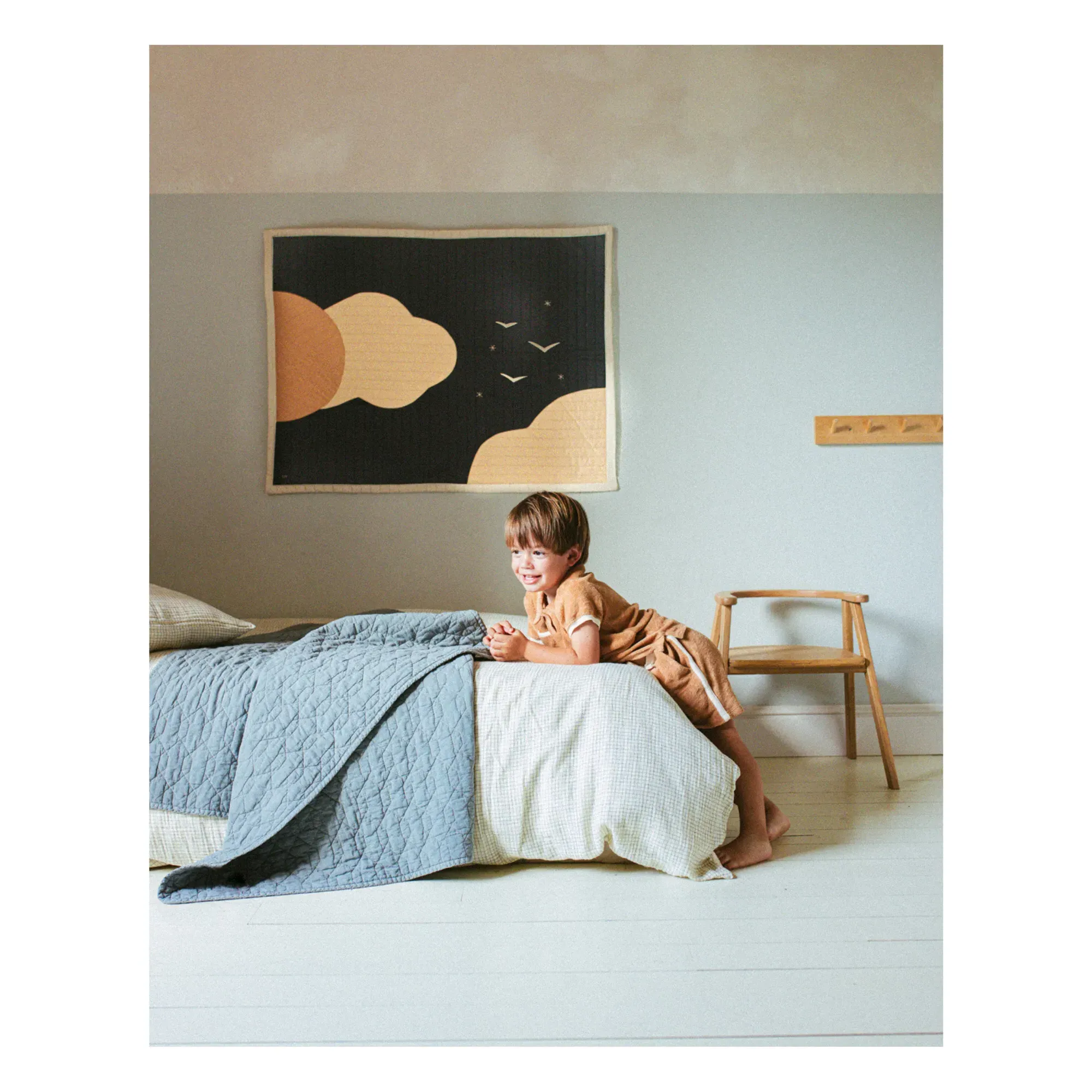 Wabi-Sabi Grid Bed Linen Set - Blue, Organic Cotton alternate view
