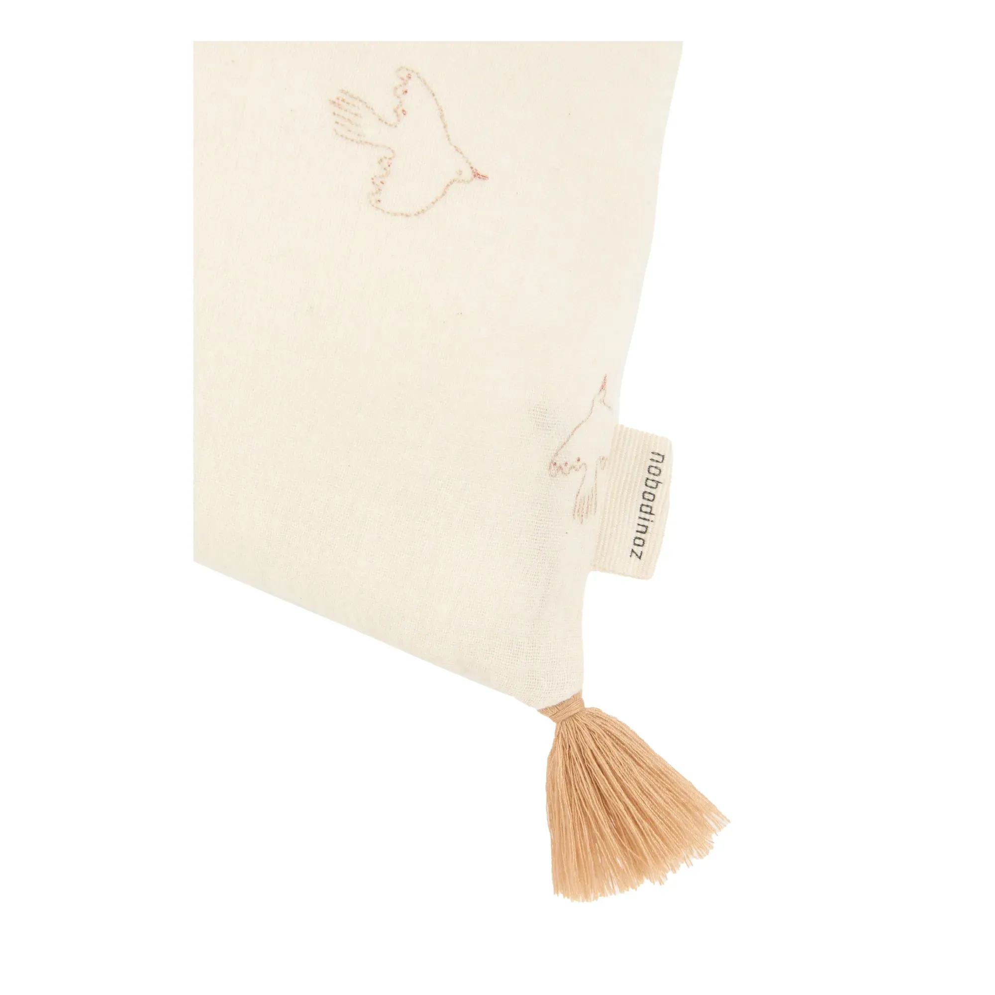 Wabi Sabi Hoshi Birds Tassel Cushion - Cream, Organic Cotton alternate view
