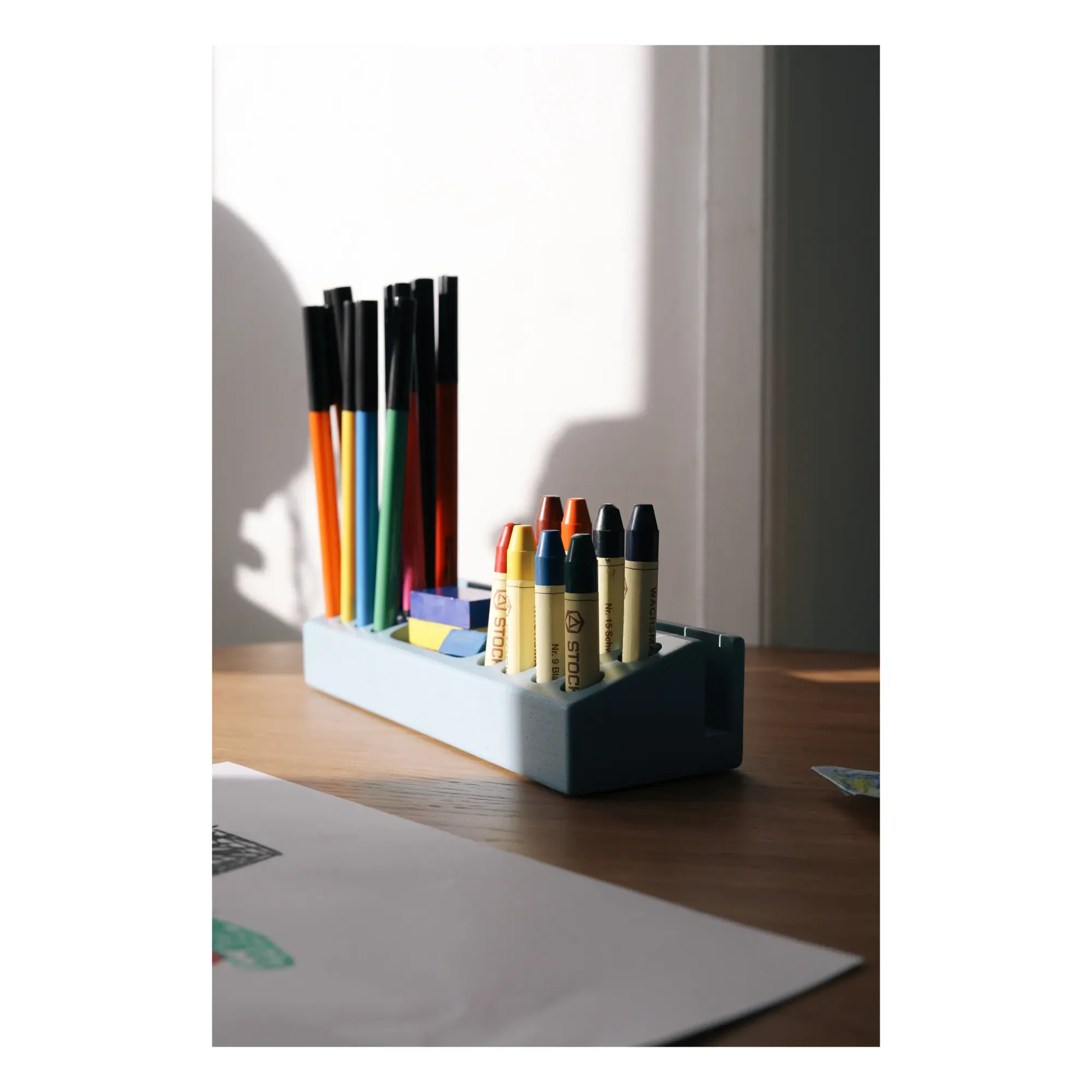 Ash Wood Pencil Holder - Light Blue alternate view
