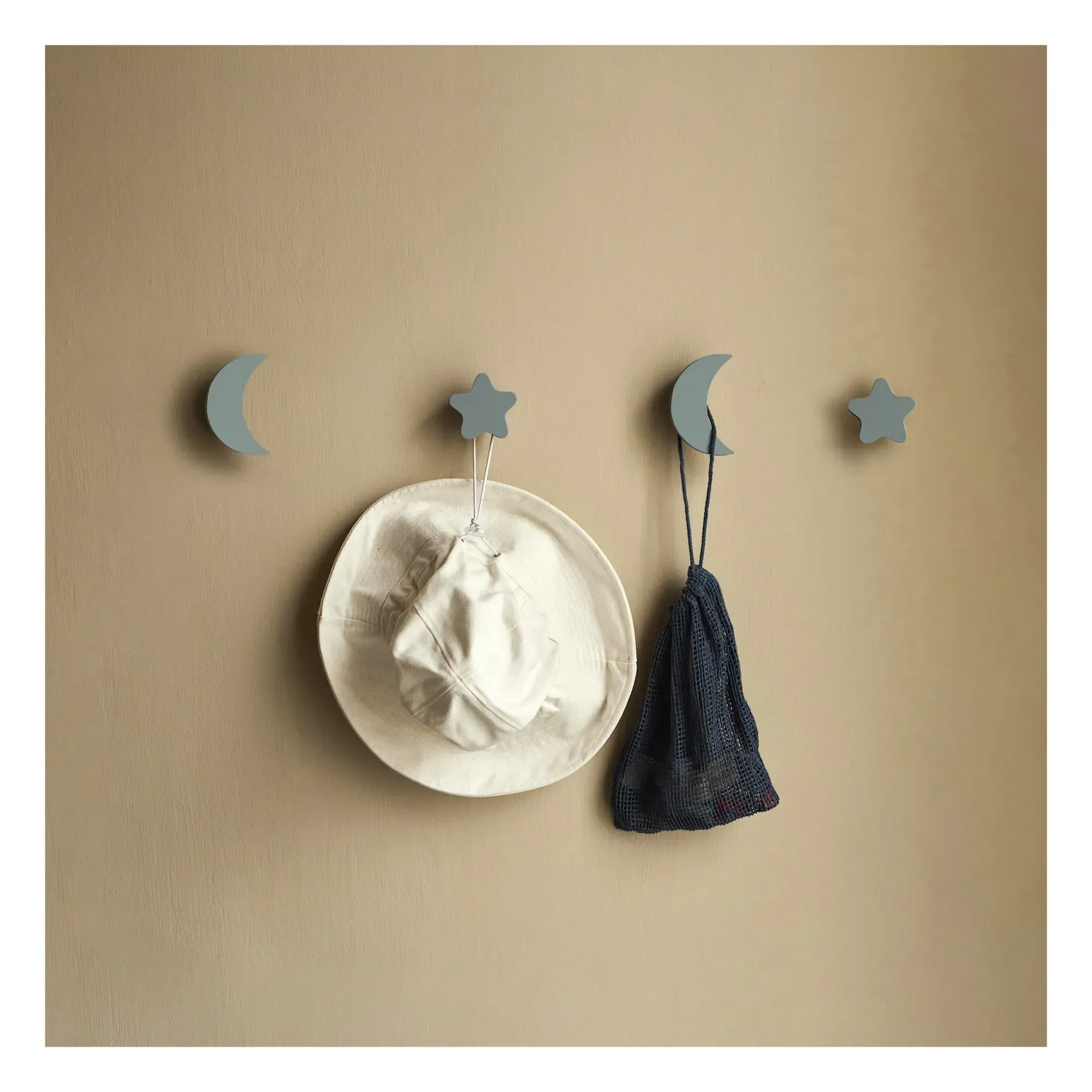 Star and Moon Wall Hooks Set of 4 - Blue, Beech Wood alternate view