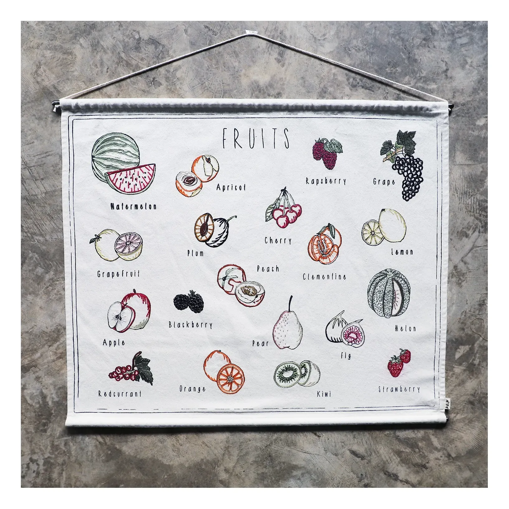 Fruit Embroidered Poster - Multicoloured, Cotton alternate view