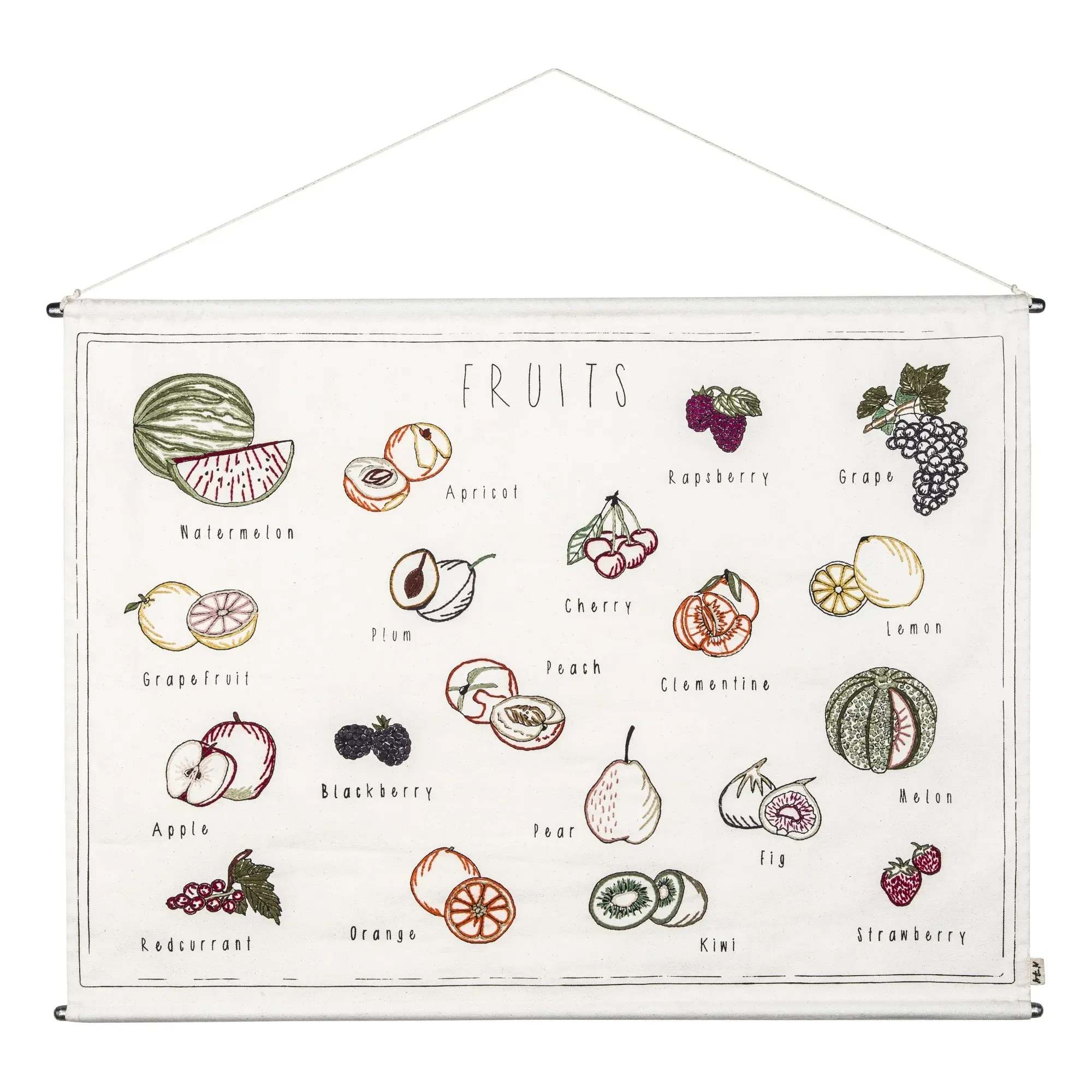 Fruit Embroidered Poster - Multicoloured, Cotton product
