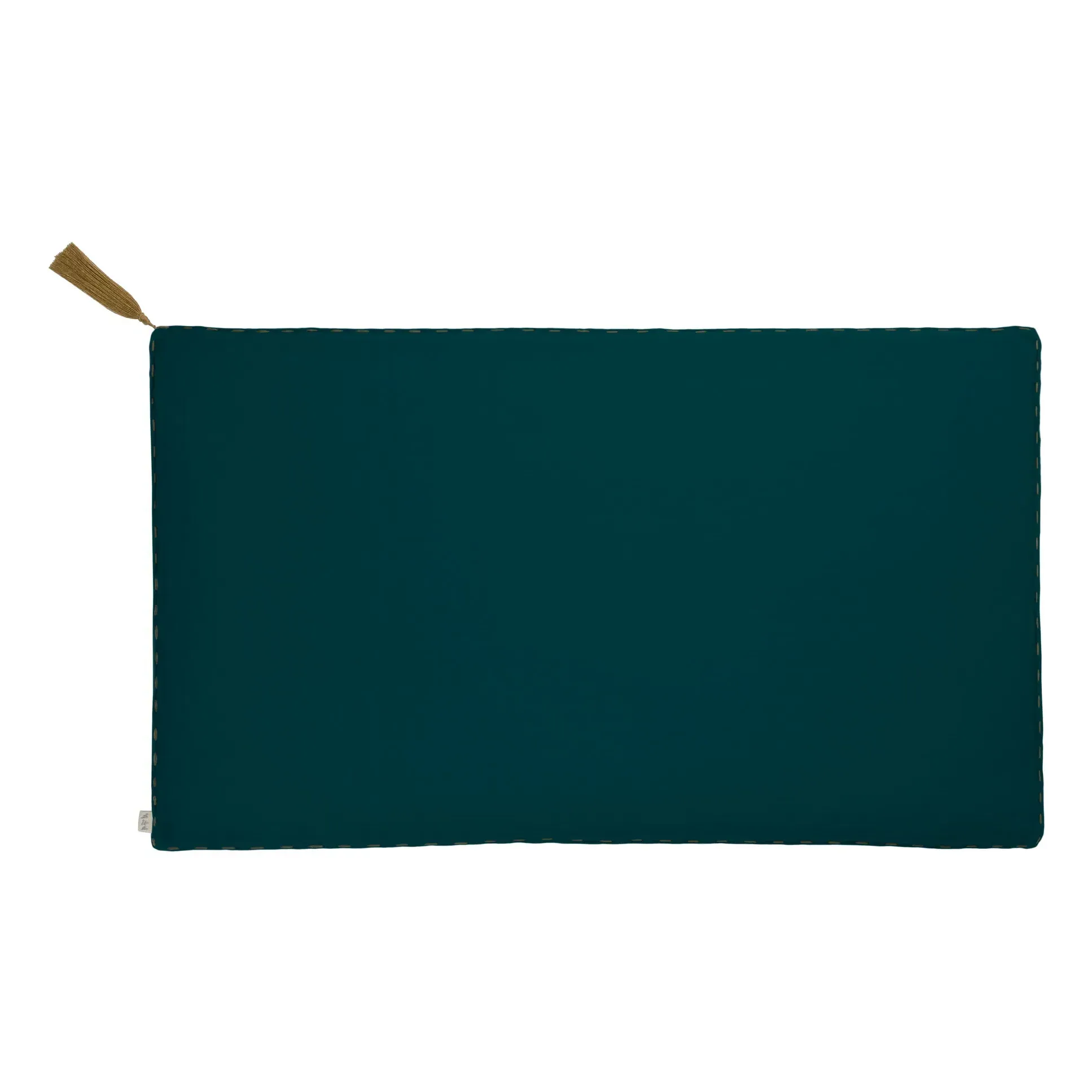 Numero 74 Rectangular Cushion with Pompoms - Teal Blue, Organic Cotton product