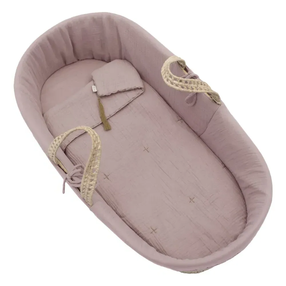 Organic Cotton Moses Basket Bedding Set - Dusty Pink alternate view