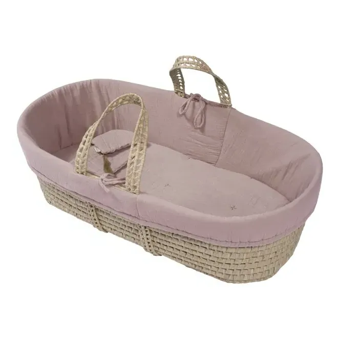Organic Cotton Moses Basket Bedding Set - Dusty Pink product