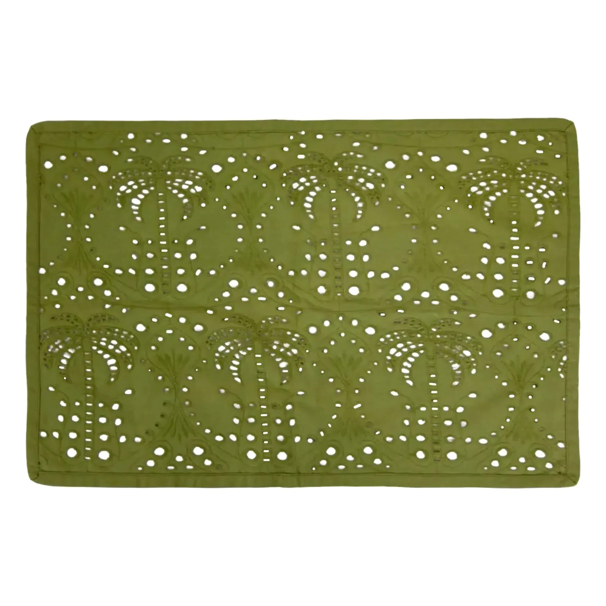 Brisa Palm Embroidered Placemat - Green, Cotton product