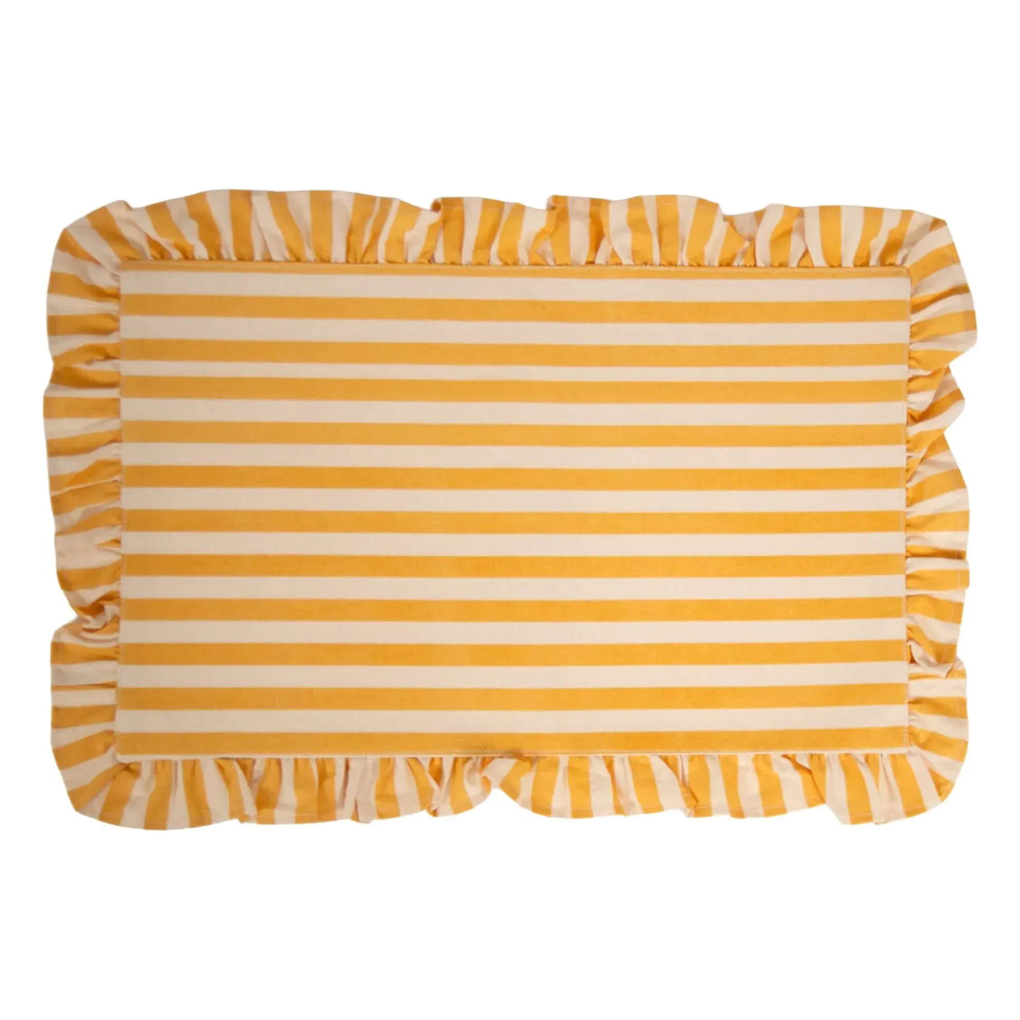Ellie Striped Placemat with Ruffled Edge - Yellow, Cotton product