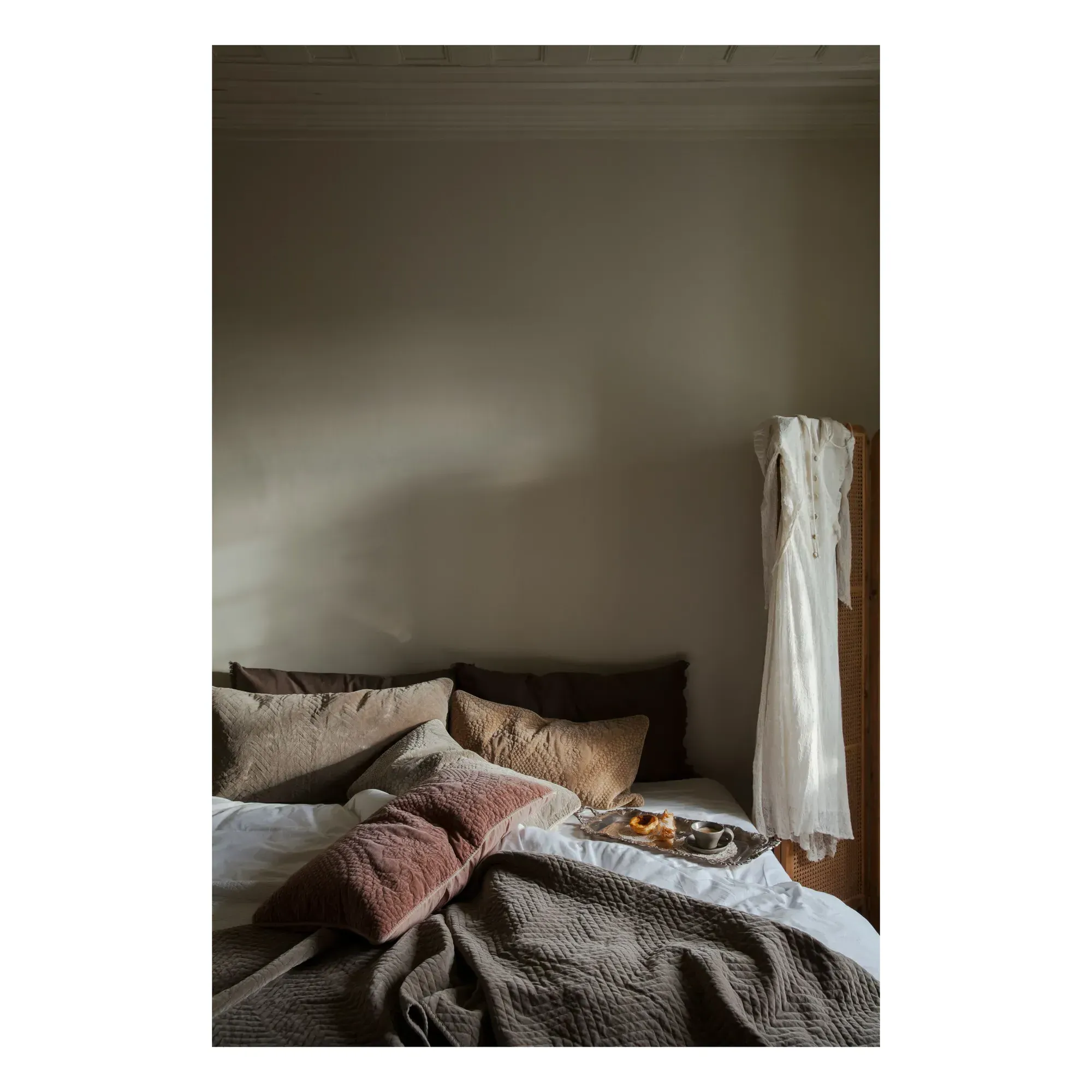 Sara Cushion Cover - Beige, Velvet Cotton alternate view