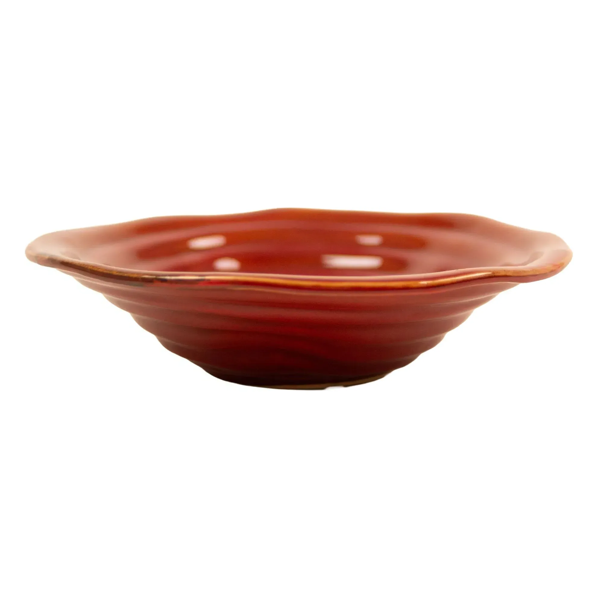 Solveig Round Serving Bowl - Red, Linen product