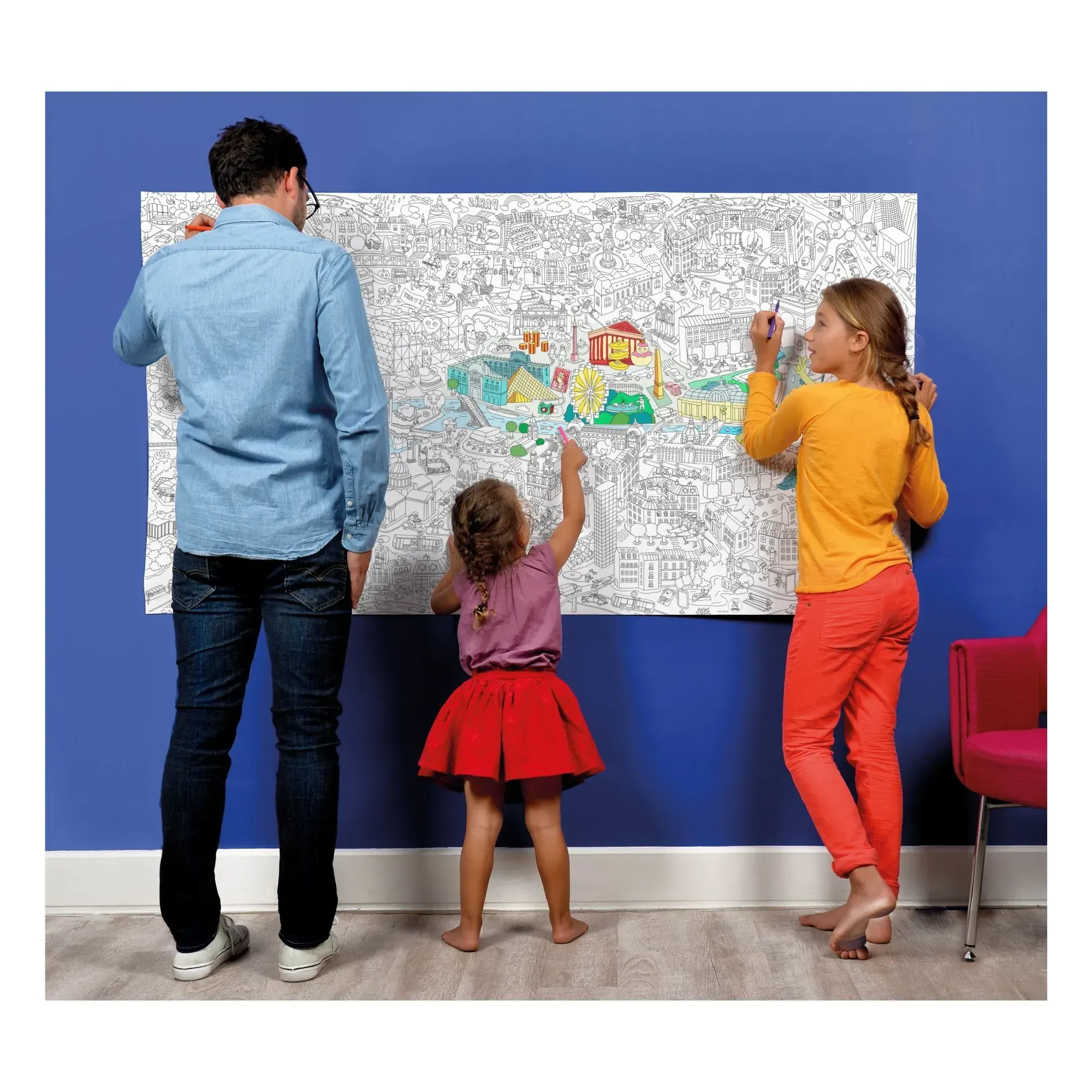OMY Paris Giant Colouring-in Poster - White, Paper alternate view