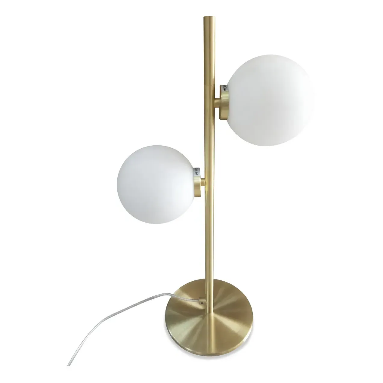 2 Globe Table Lamp with Switch - White, Metal product