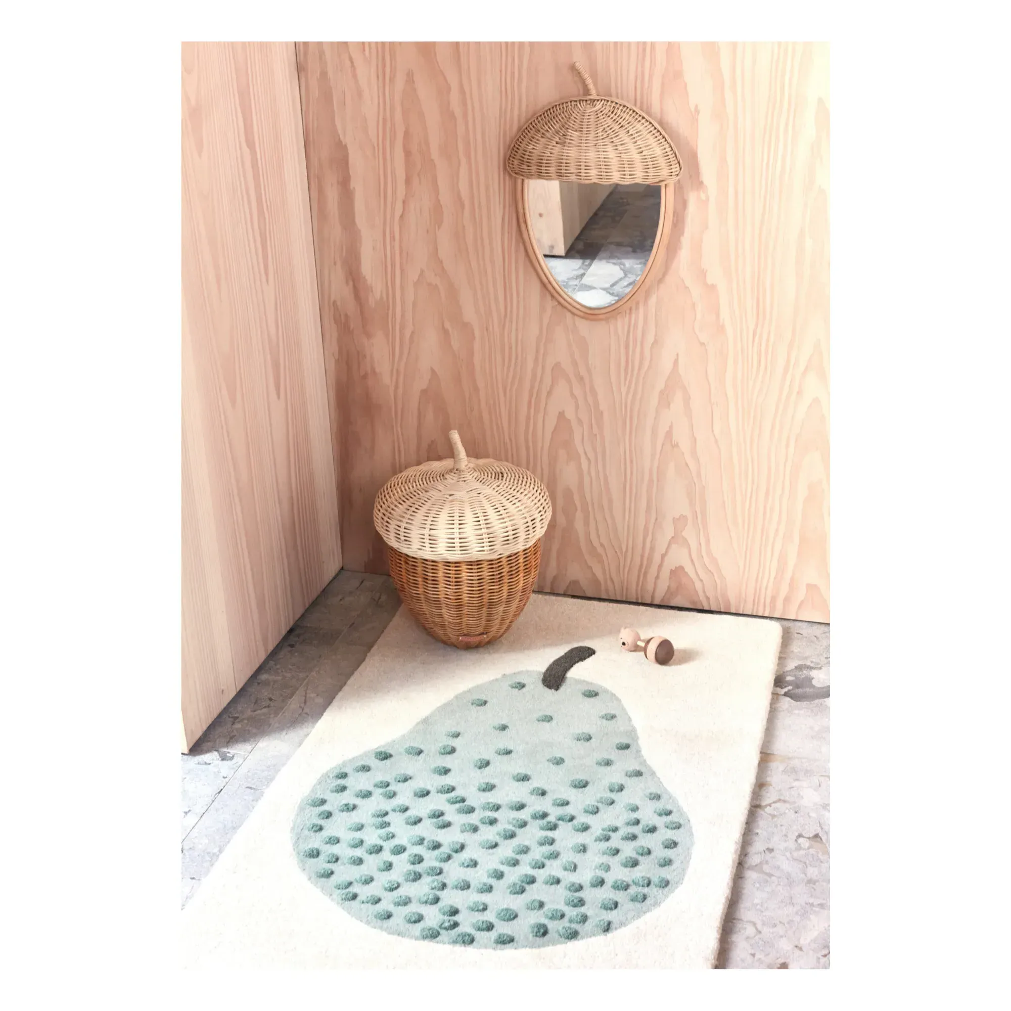Rattan Acorn Wall Mirror - Natural, Rattan alternate view