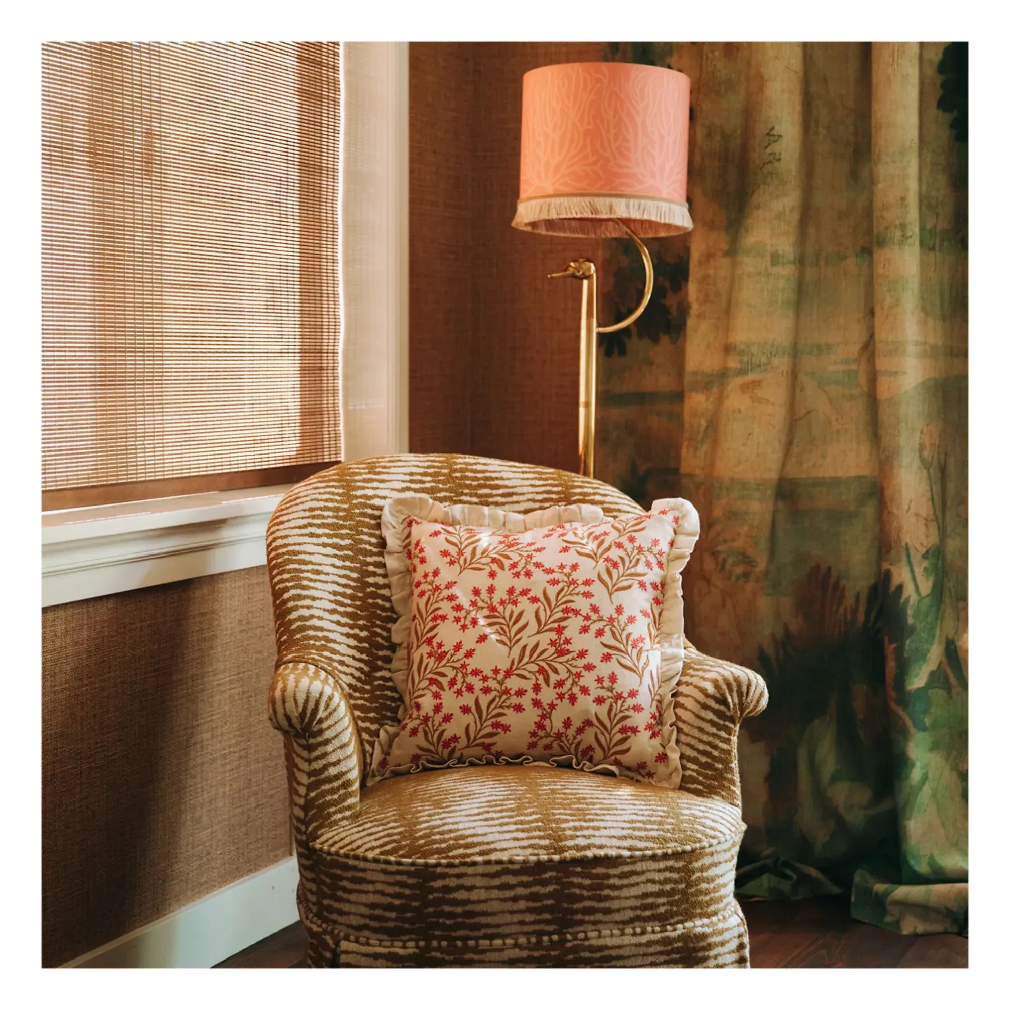 Audrey Cushion Cover - Coral, Linen alternate view