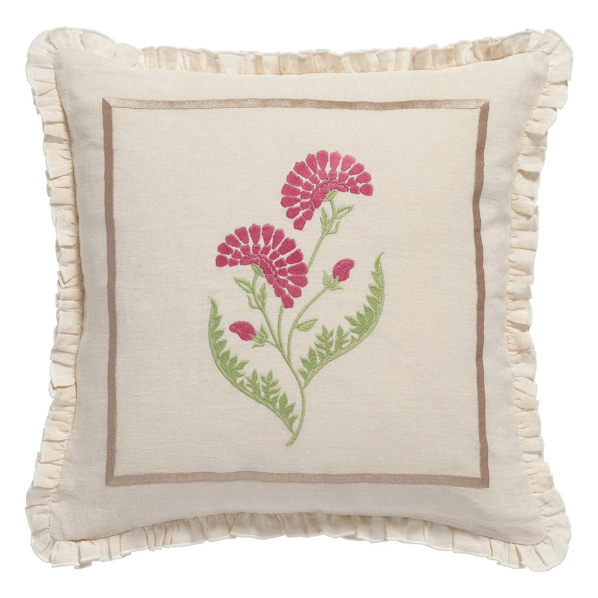 Carry Embroidered Cushion Cover - Rust, Linen product