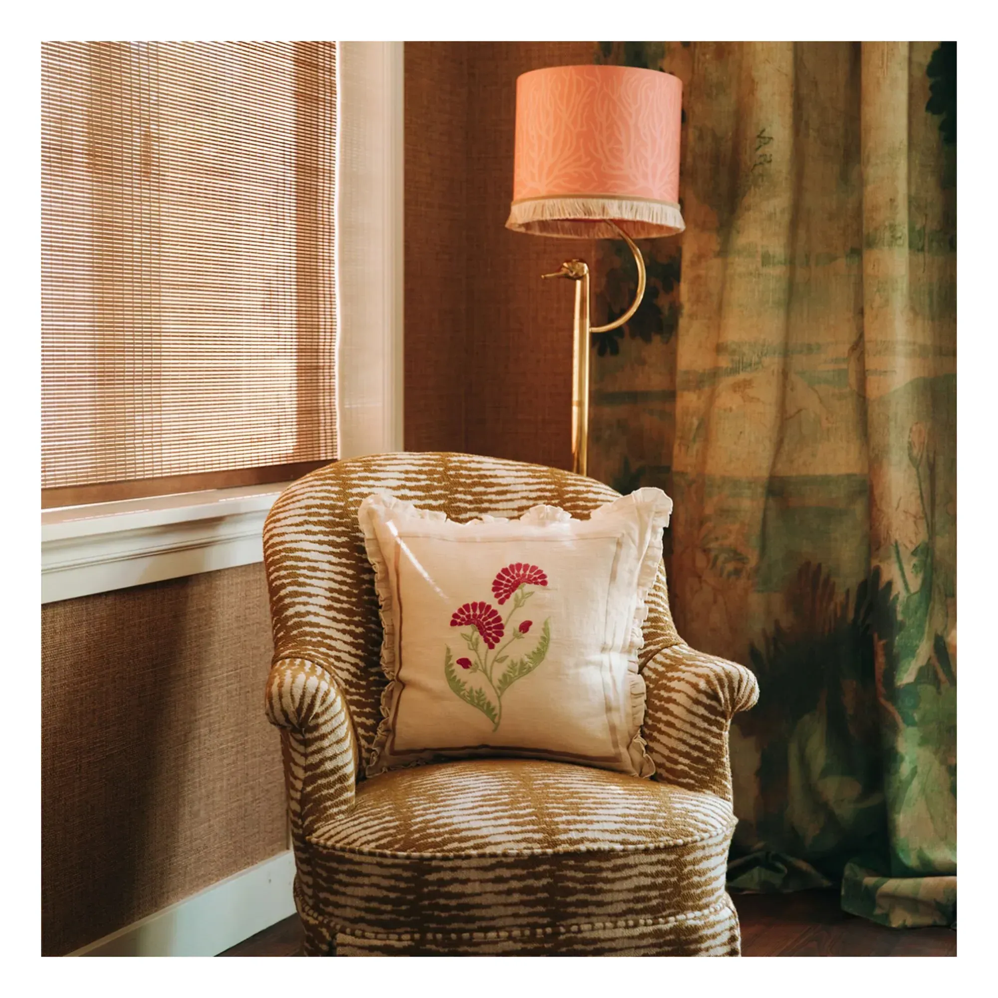 Carry Floral Cushion Cover - Rust, Cotton alternate view