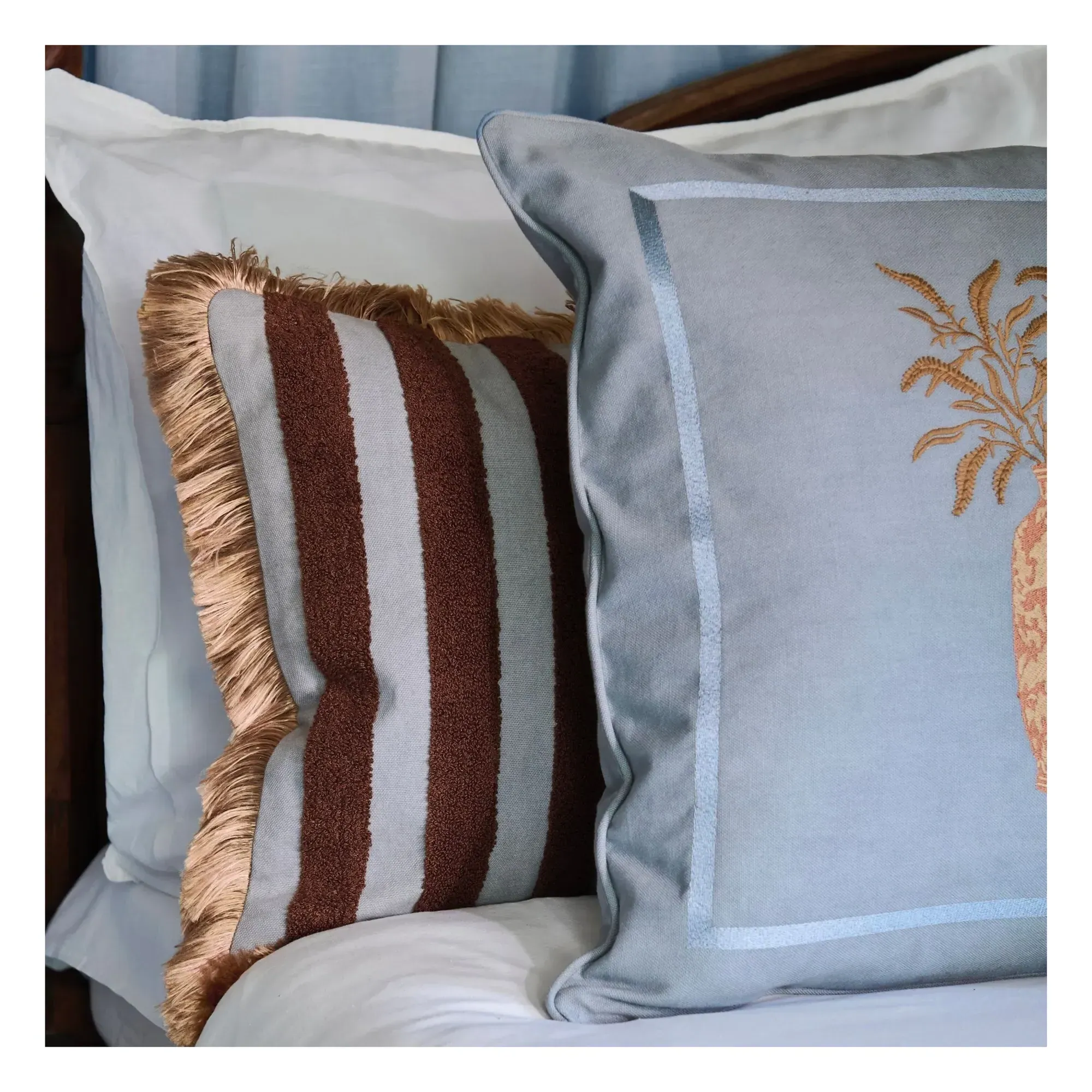 Jackie Cushion Cover - Blue, Organic Cotton alternate view
