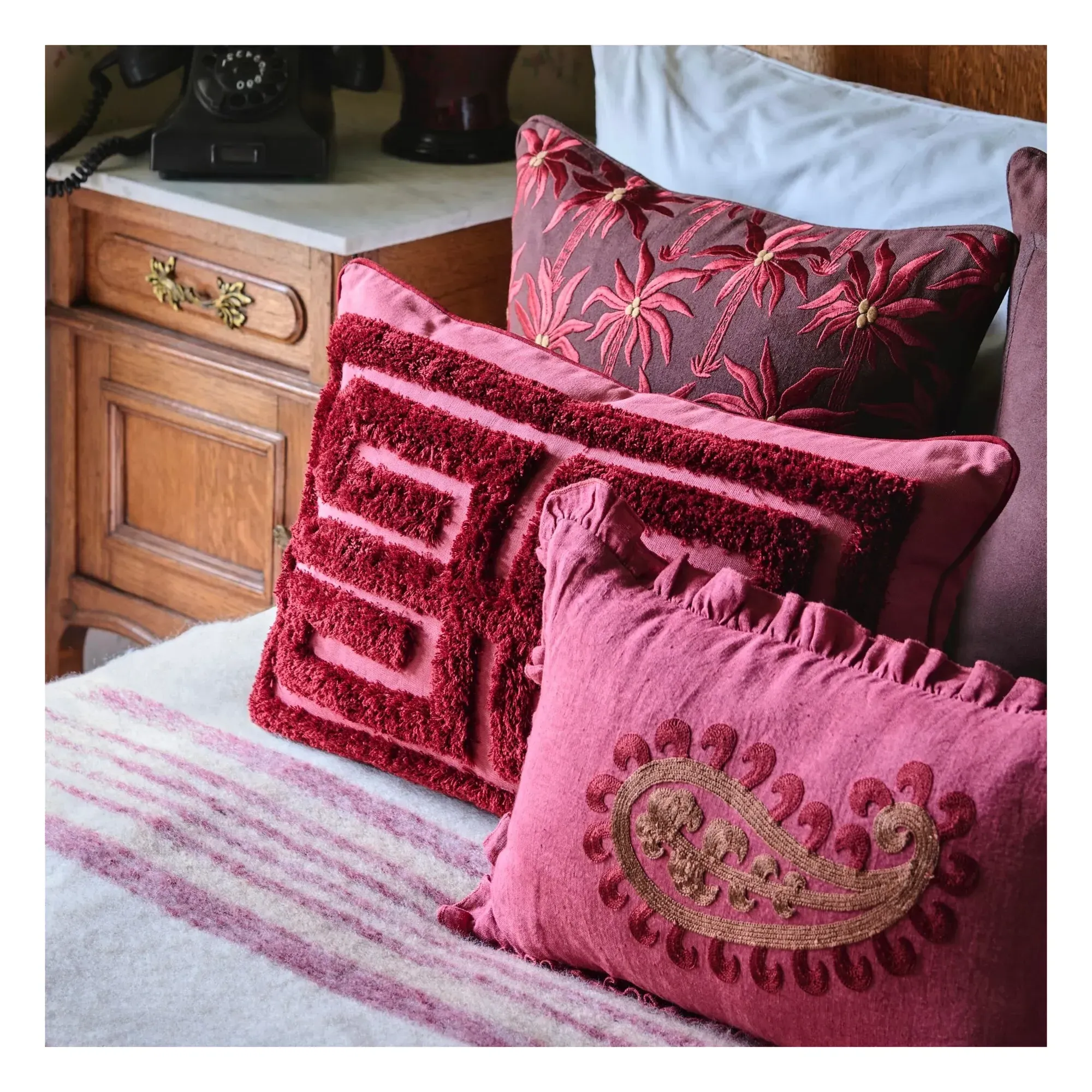 Laura Cushion Cover - Chocolate, Organic Cotton alternate view