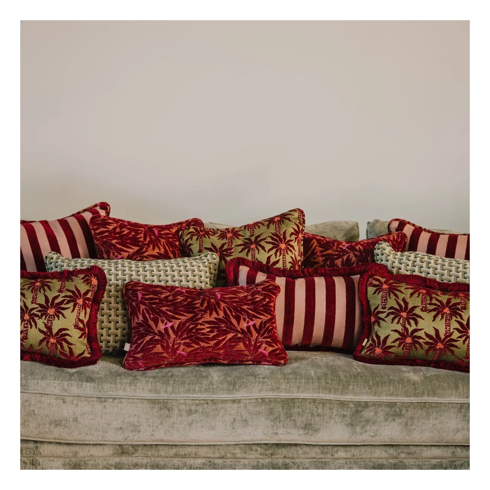 Laura x Jackie Reversible Cushion Cover - Olive, Polypropylene alternate view