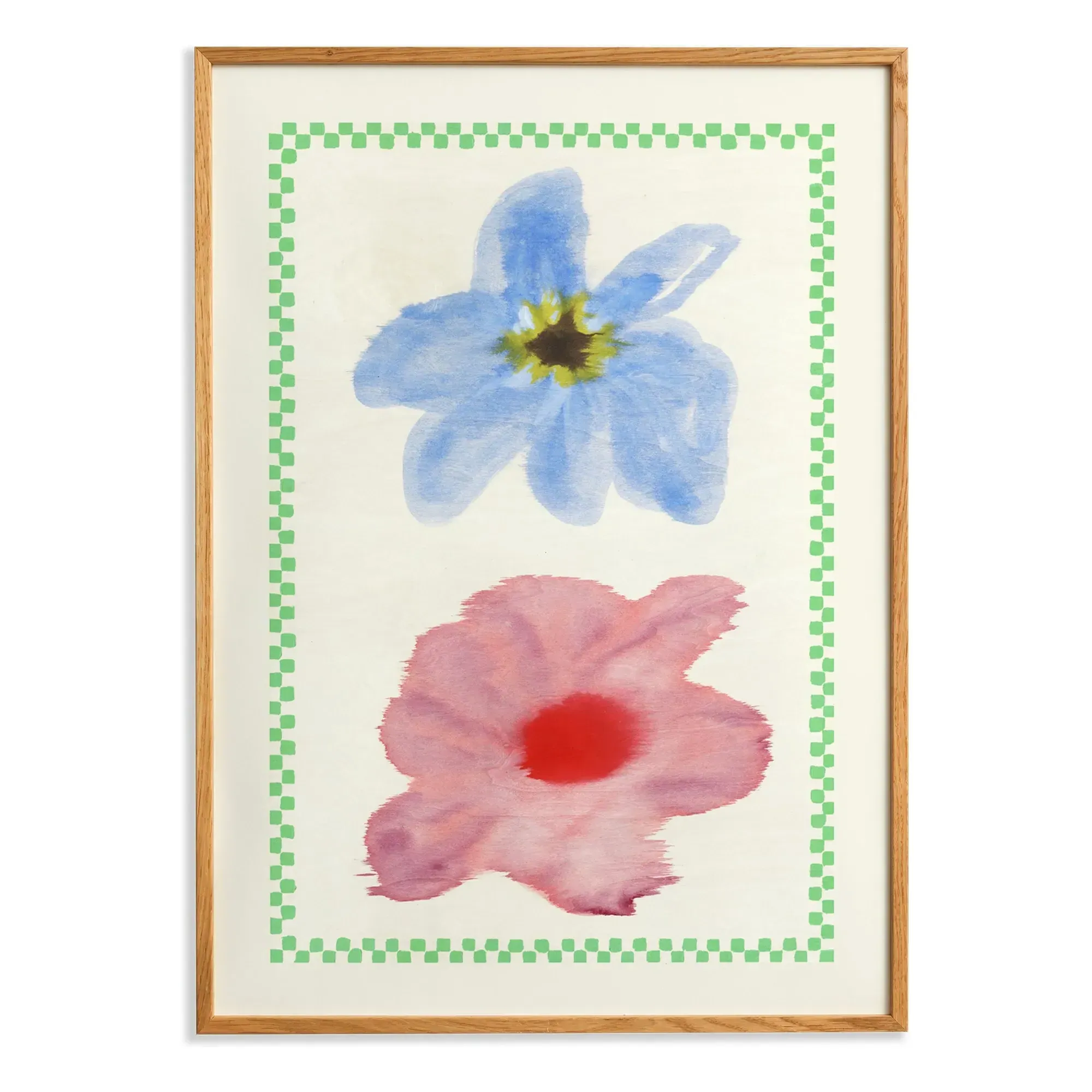 Flower with Checks Art Print by Liat Greenberg - Pink product