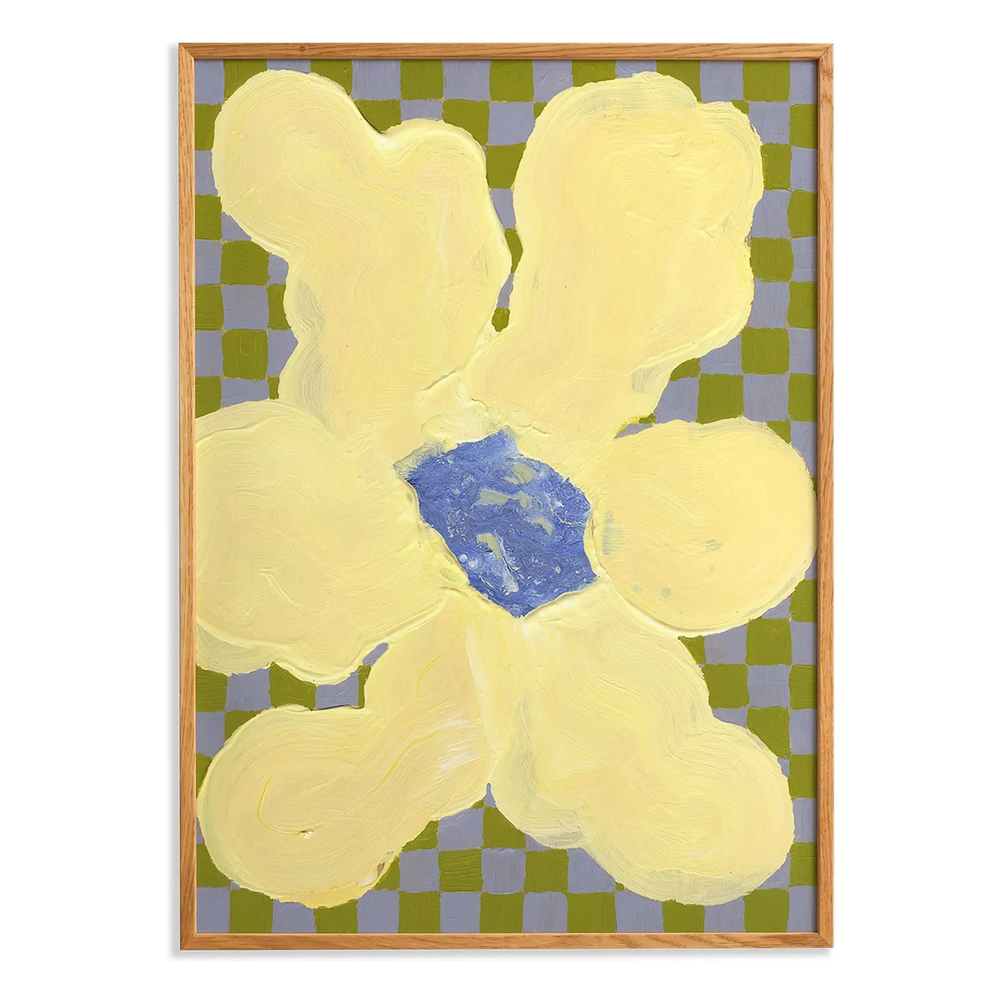 Liat Greenberg Flowers with Checks 04 Art Print - Yellow product