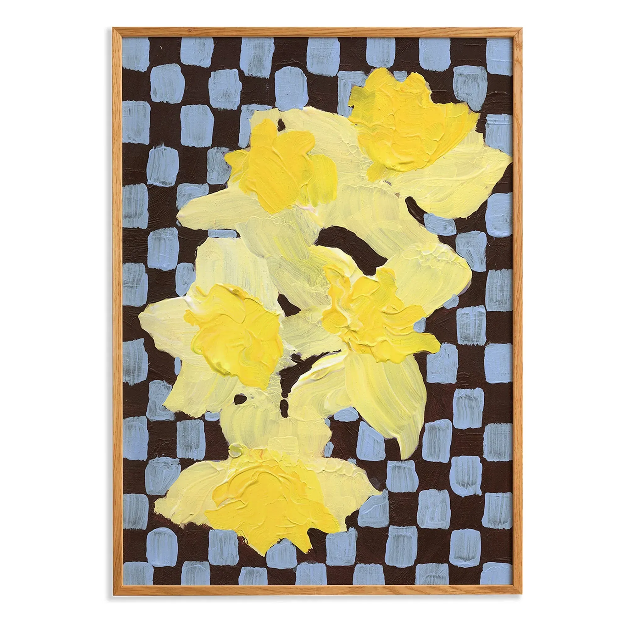 Liat Greenberg Flowers with Checks 05 Art Print - Blue product