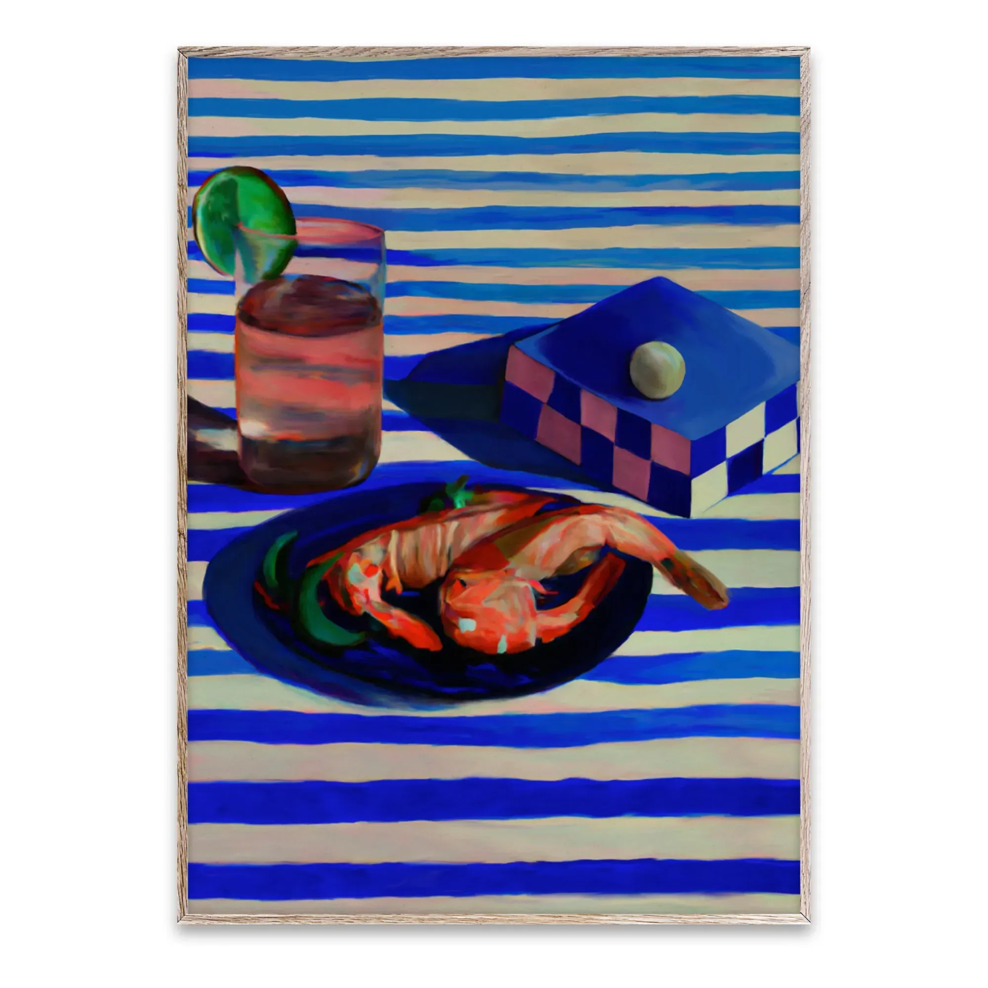 Misfitting Things Shrimp and Stripes Poster - Blue product