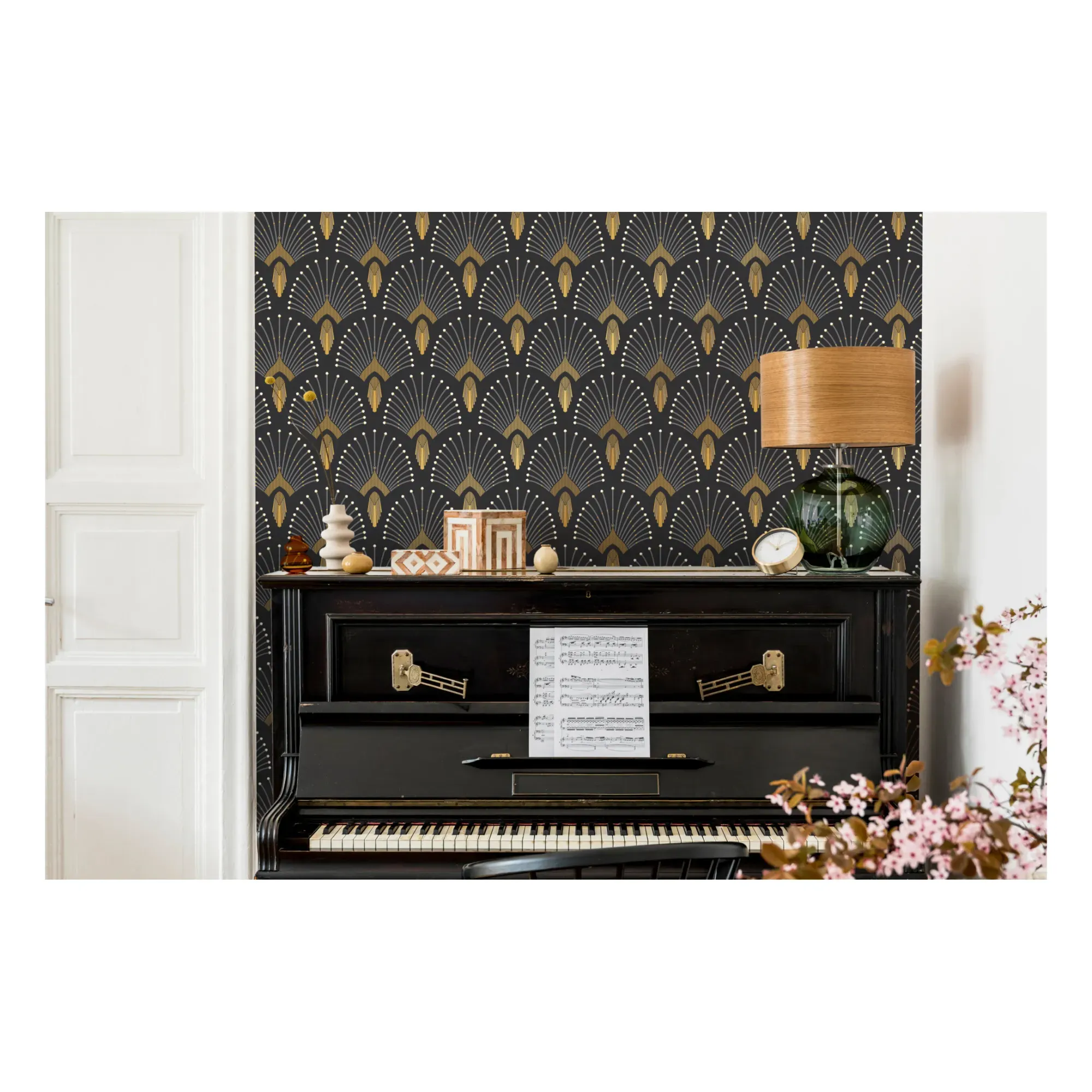 1925 Wallpaper - Charcoal Grey, Non-Woven product