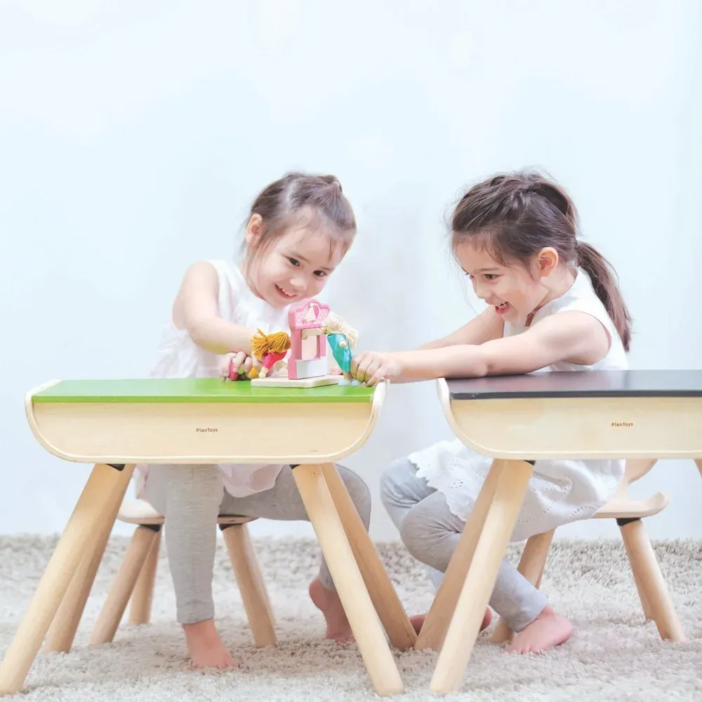 Plan Toys Desk with Chalkboard Top - Natural, Rubberwood alternate view