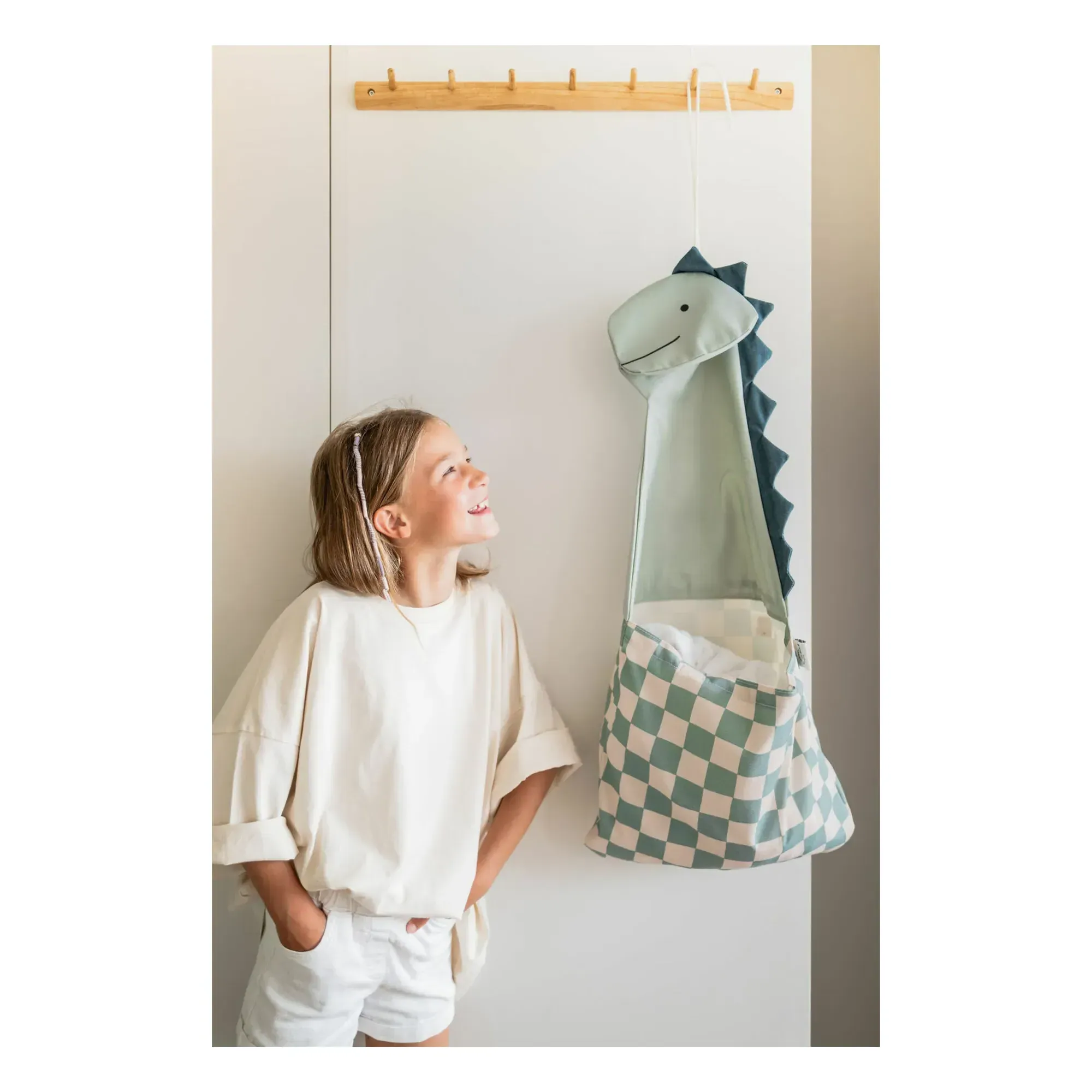 Play&Go Toto Dino 2-in-1 Wall Organizer Tote Bag - Blue, Cotton alternate view