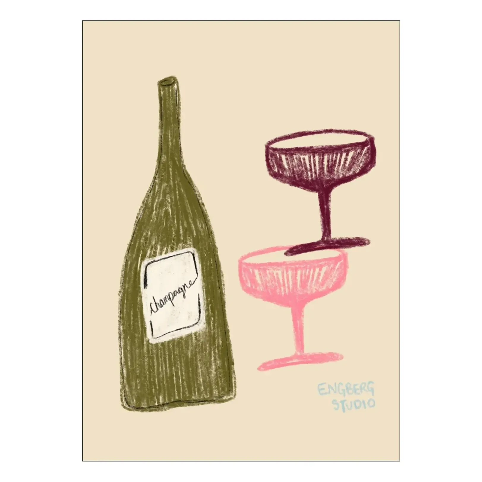 Engberg Studio Champagne with the Ladies Poster - Multicoloured, Paper product