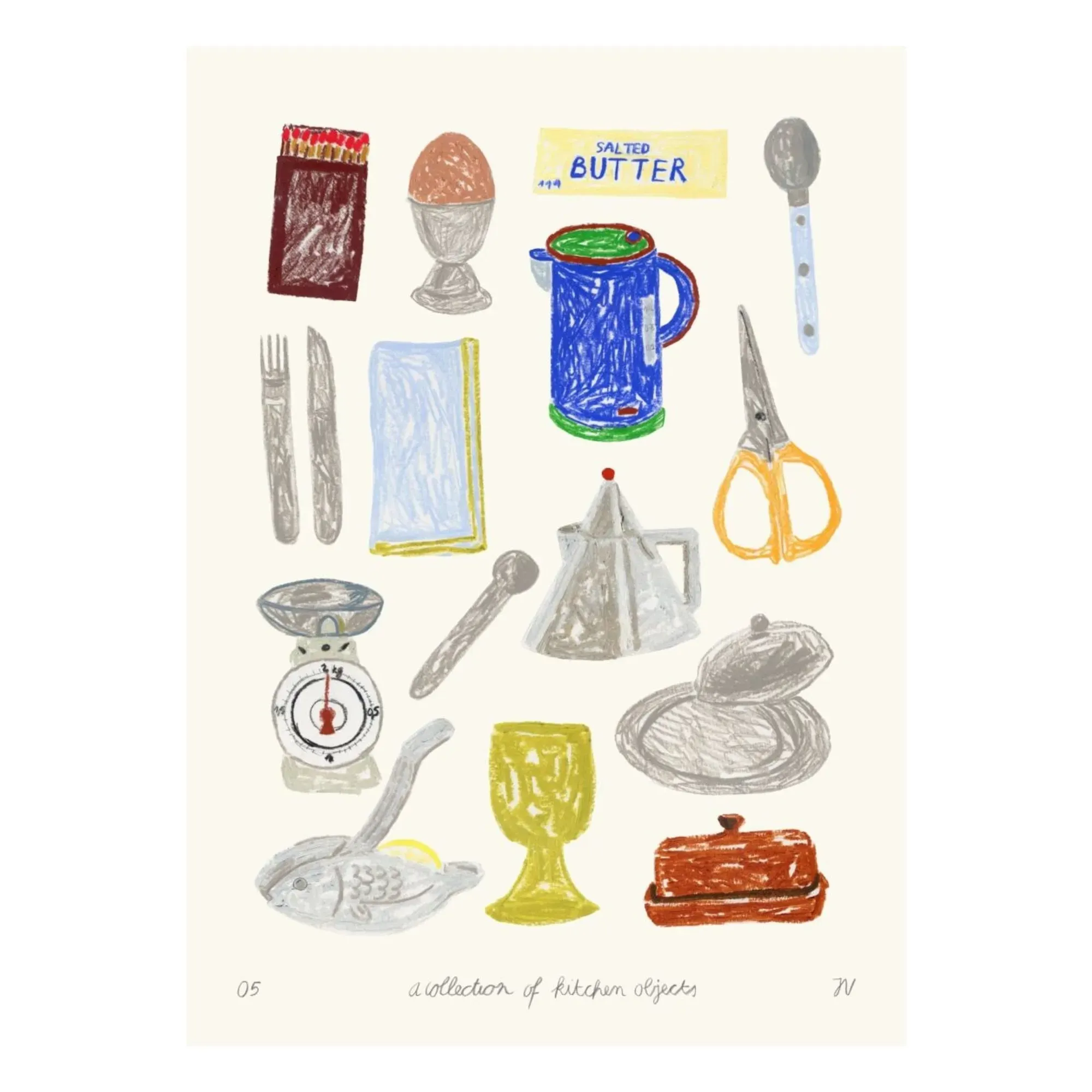 Isabelle Vandeplassche Kitchen Objects Poster - Multicoloured, Paper product