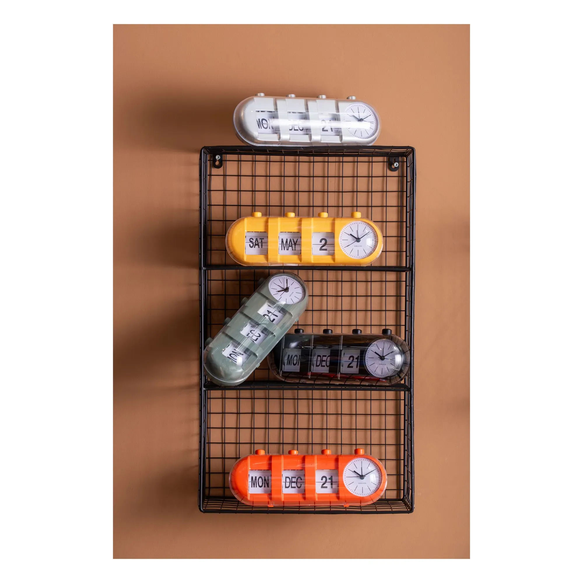 Karlsson Retro Tube Calendar Flip Alarm Clock - Orange, ABS alternate view