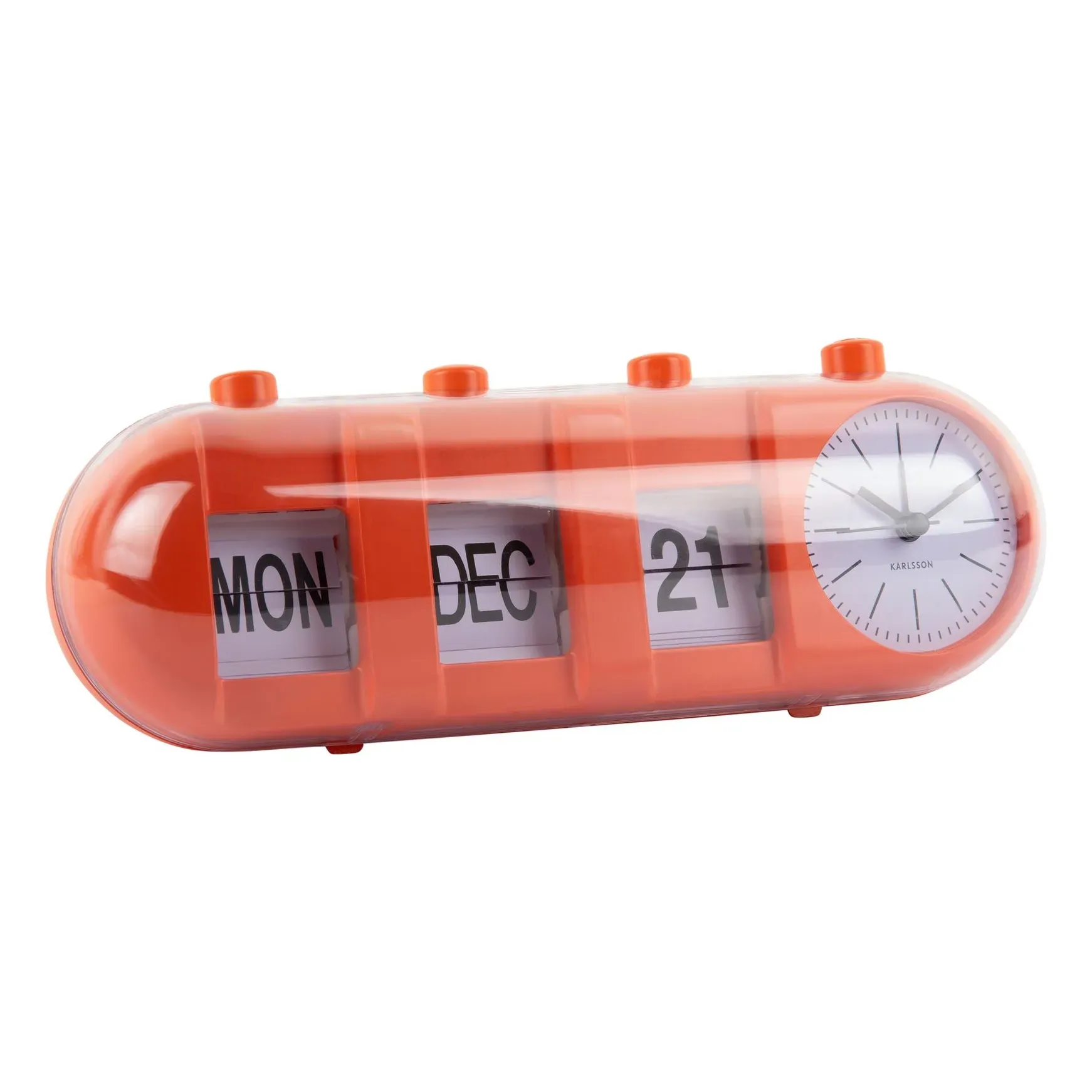 Karlsson Retro Tube Calendar Flip Alarm Clock - Orange, ABS product