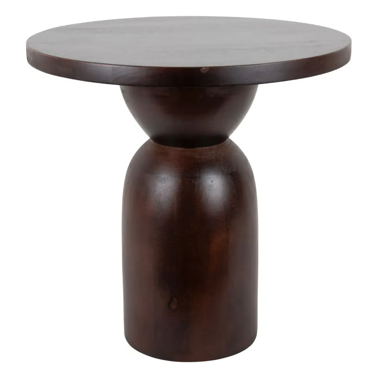 Noche Round Side Table - Brown, Mango Wood product