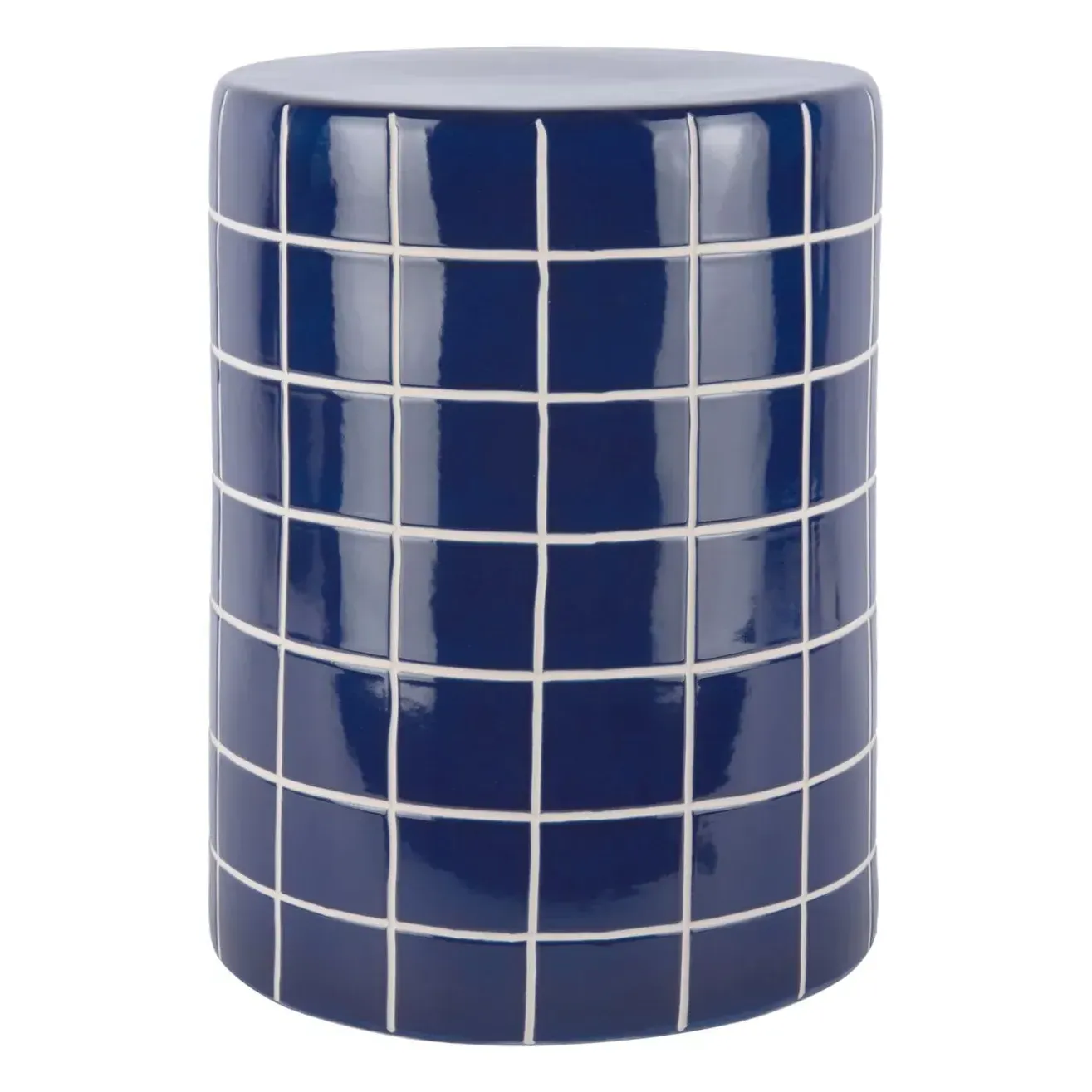 Retro Tiles Round Side Table - Cobalt, Ceramic product