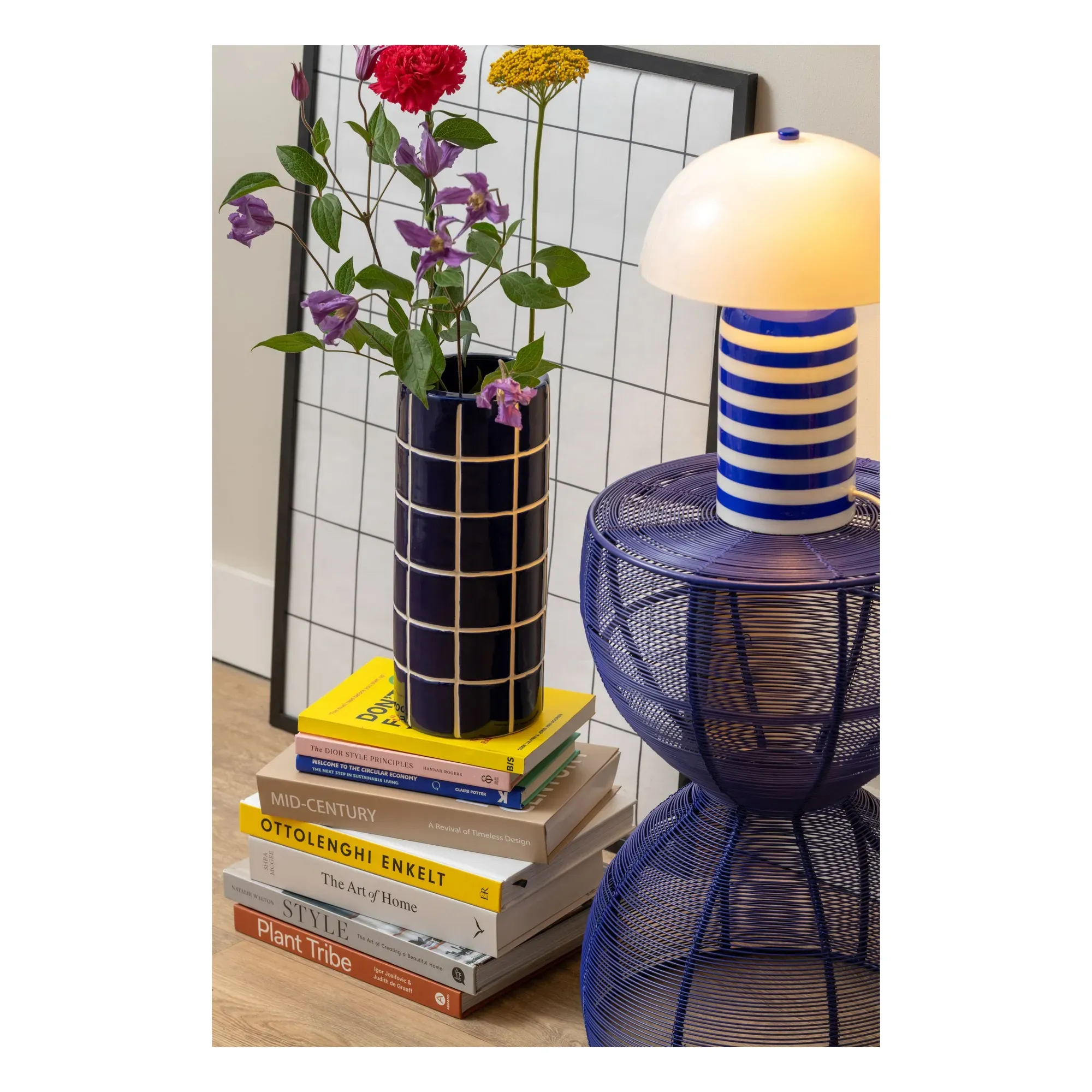 Retro Tiles Round Vase - Cobalt, Ceramic alternate view