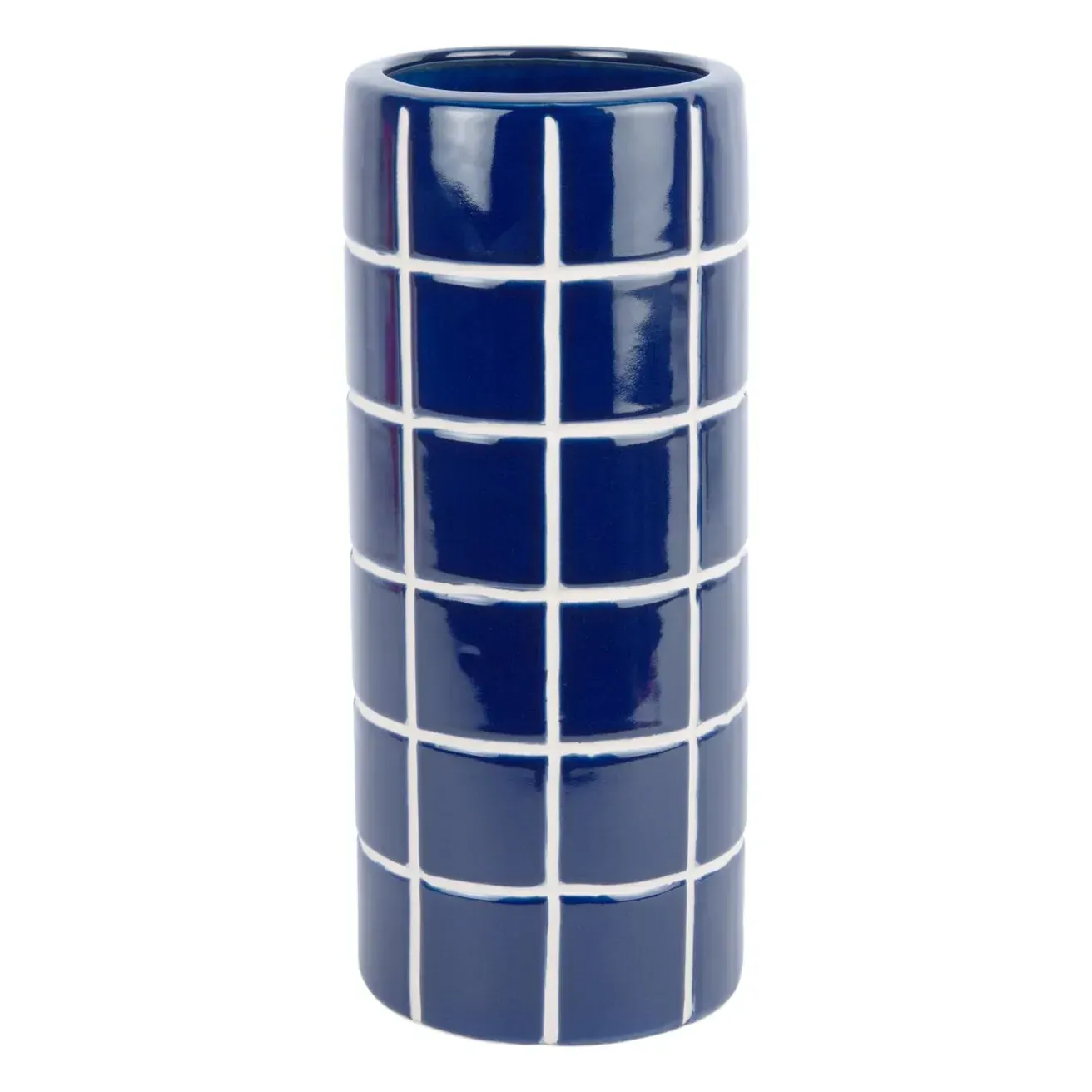 Retro Tiles Round Vase - Cobalt, Ceramic product