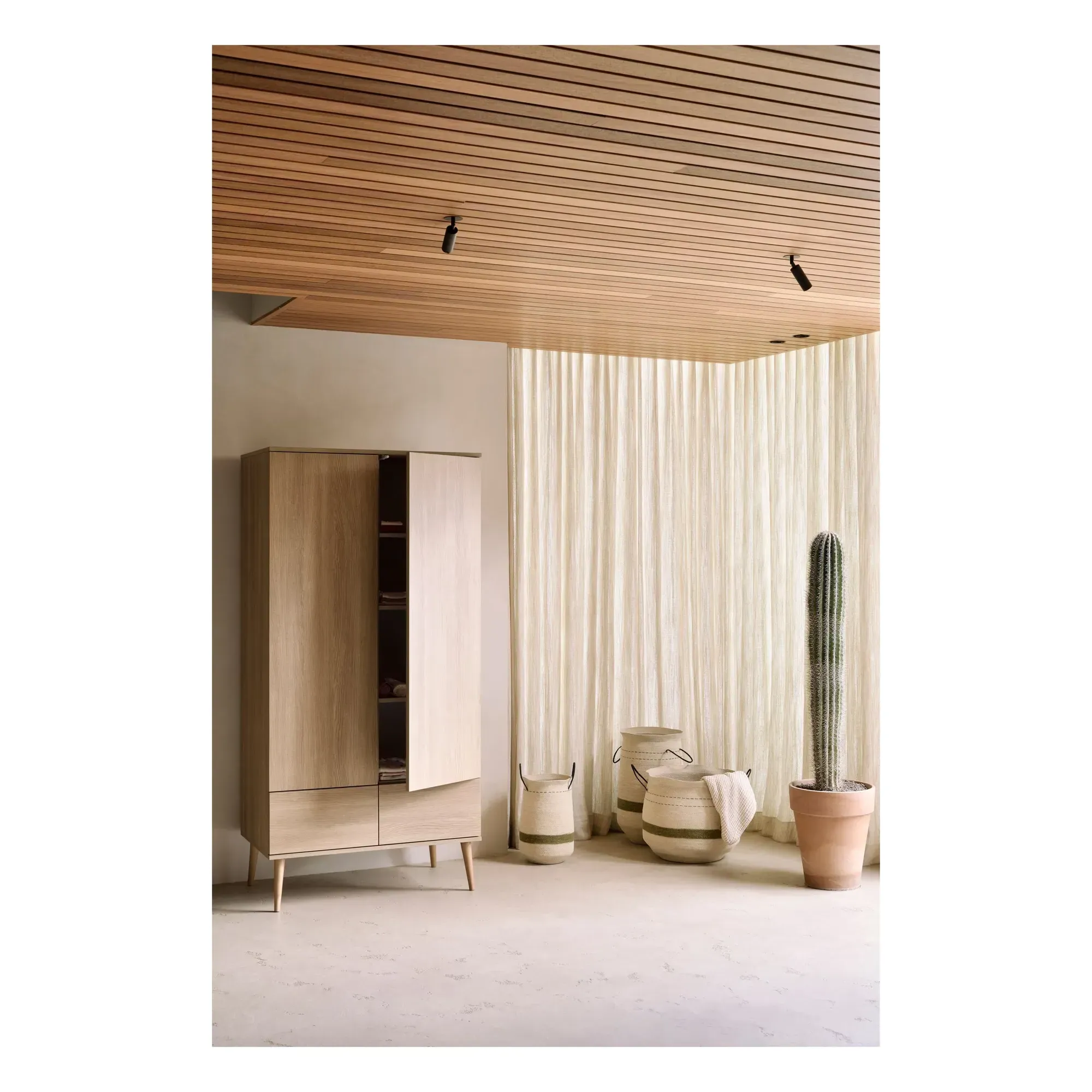 Flow Wardrobe with Drawers - Honey, Melamine alternate view