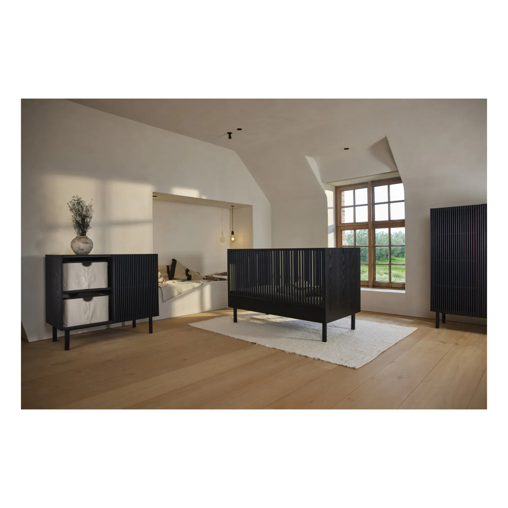 Hai No Ki Cot - Black, Ash Wood & MDF alternate view