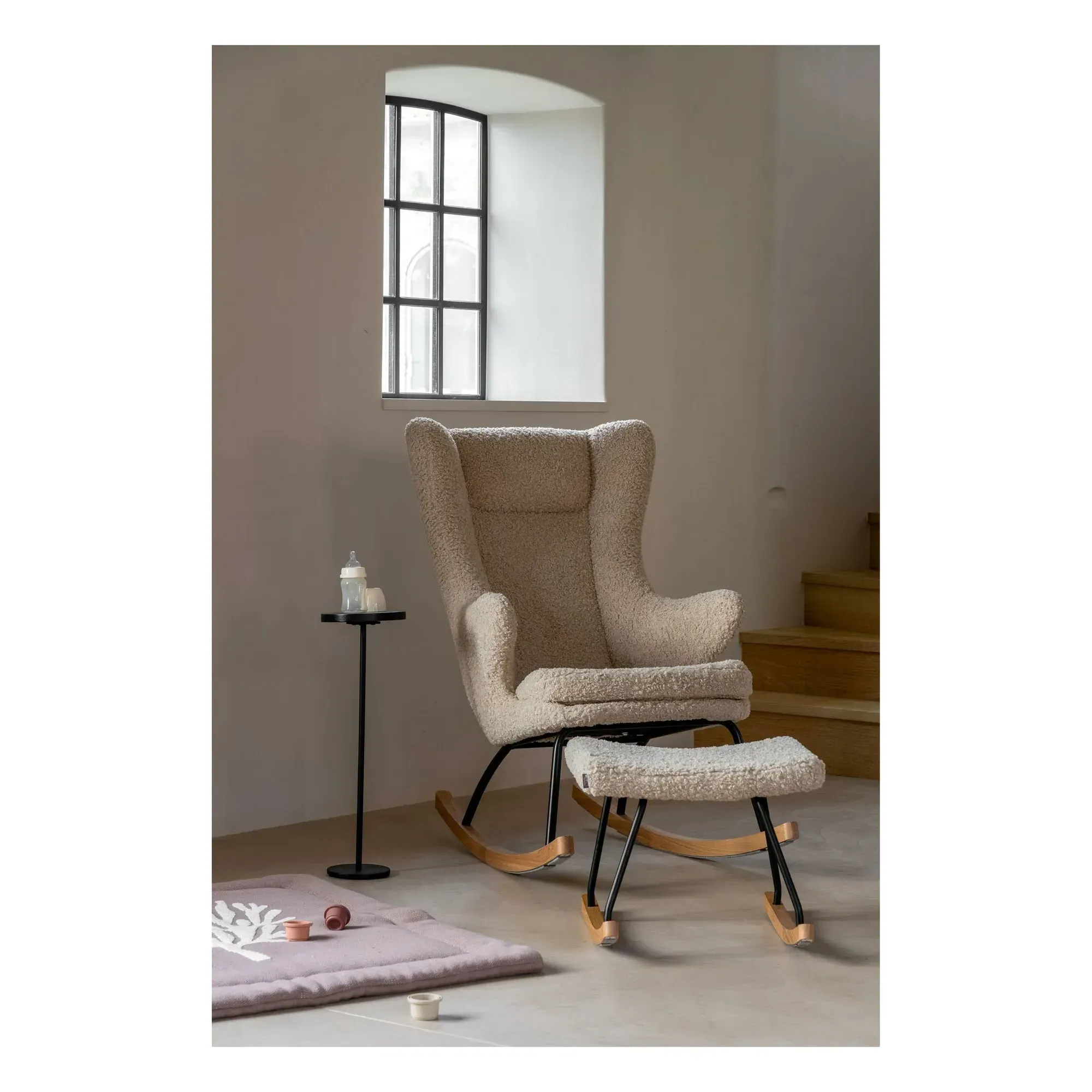 Luxe Rocking Nursing Chair with Headrest - Beige, Polyester alternate view