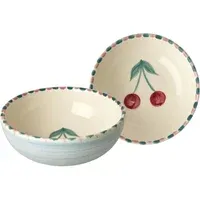 Ceramic Bowl Hand-Painted Cherry - Light Blue alternate view