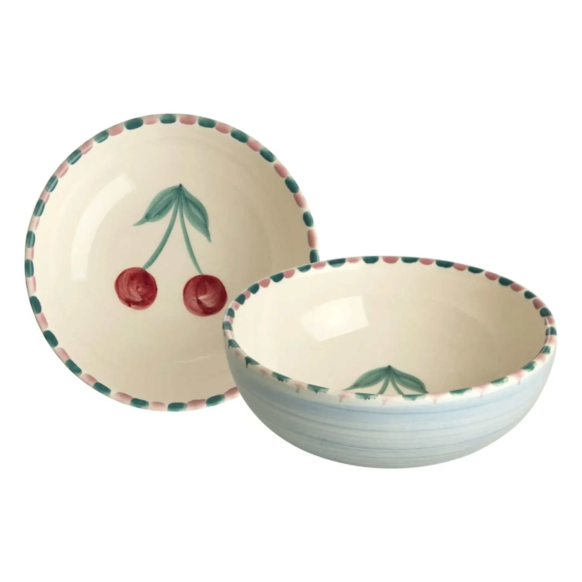 Ceramic Bowl Hand-Painted Cherry - Light Blue product
