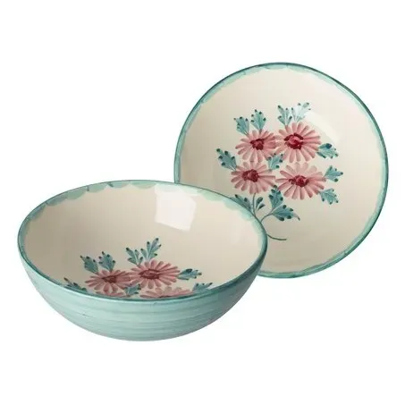 Ceramic Salad Bowl with Flowers - Green, Ceramic product