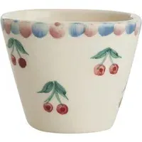 Cherry Hand-Painted Oval Ceramic Espresso Cup - Cream alternate view