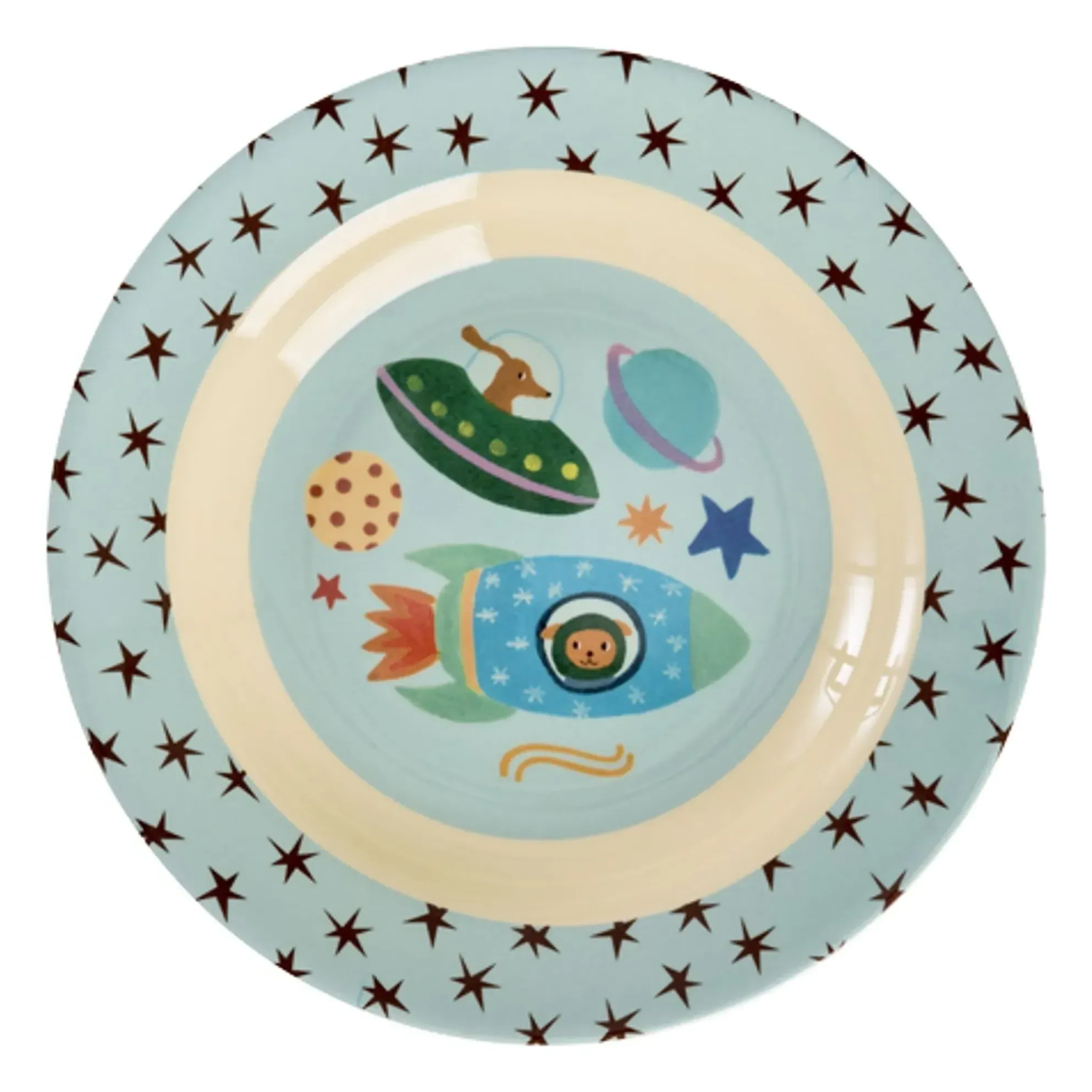 Chiens de l'Espace Soup Plate - Blue, Melamine product