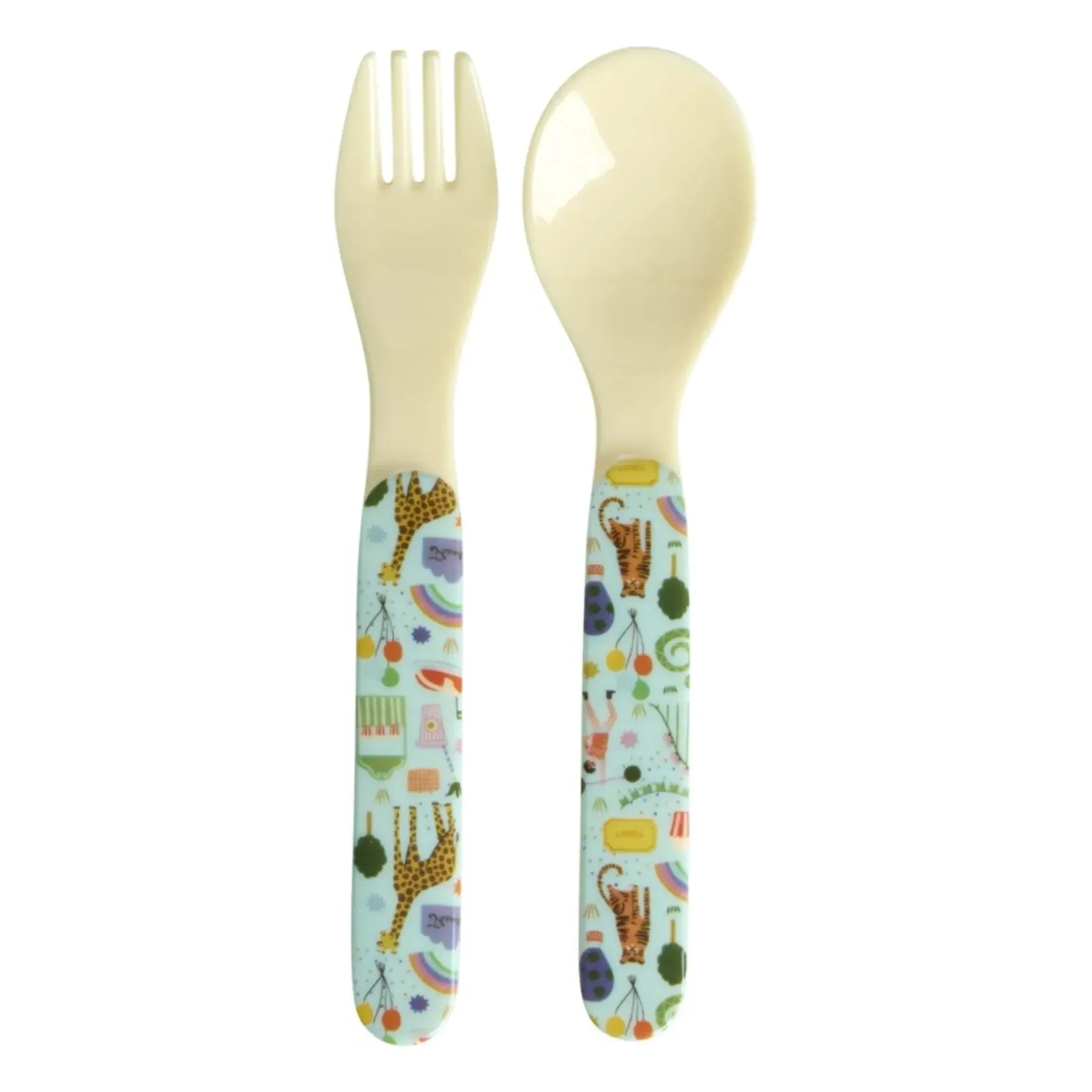 Fun Fair Melamine Fork and Spoon Set - Light Blue product