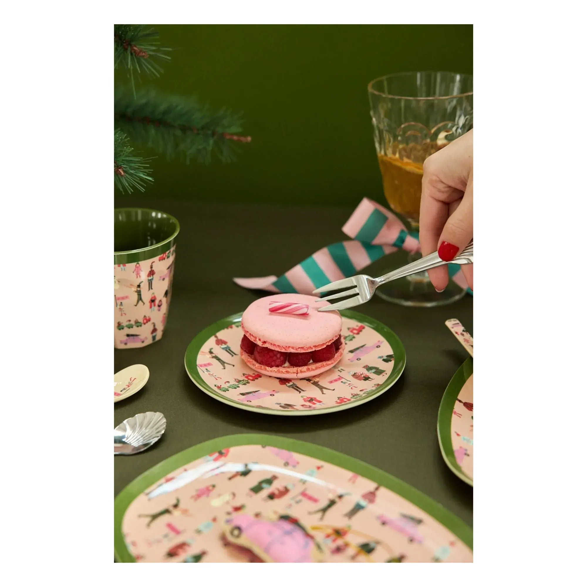 Holiday Dessert Plate - Pale Pink, Melamine alternate view