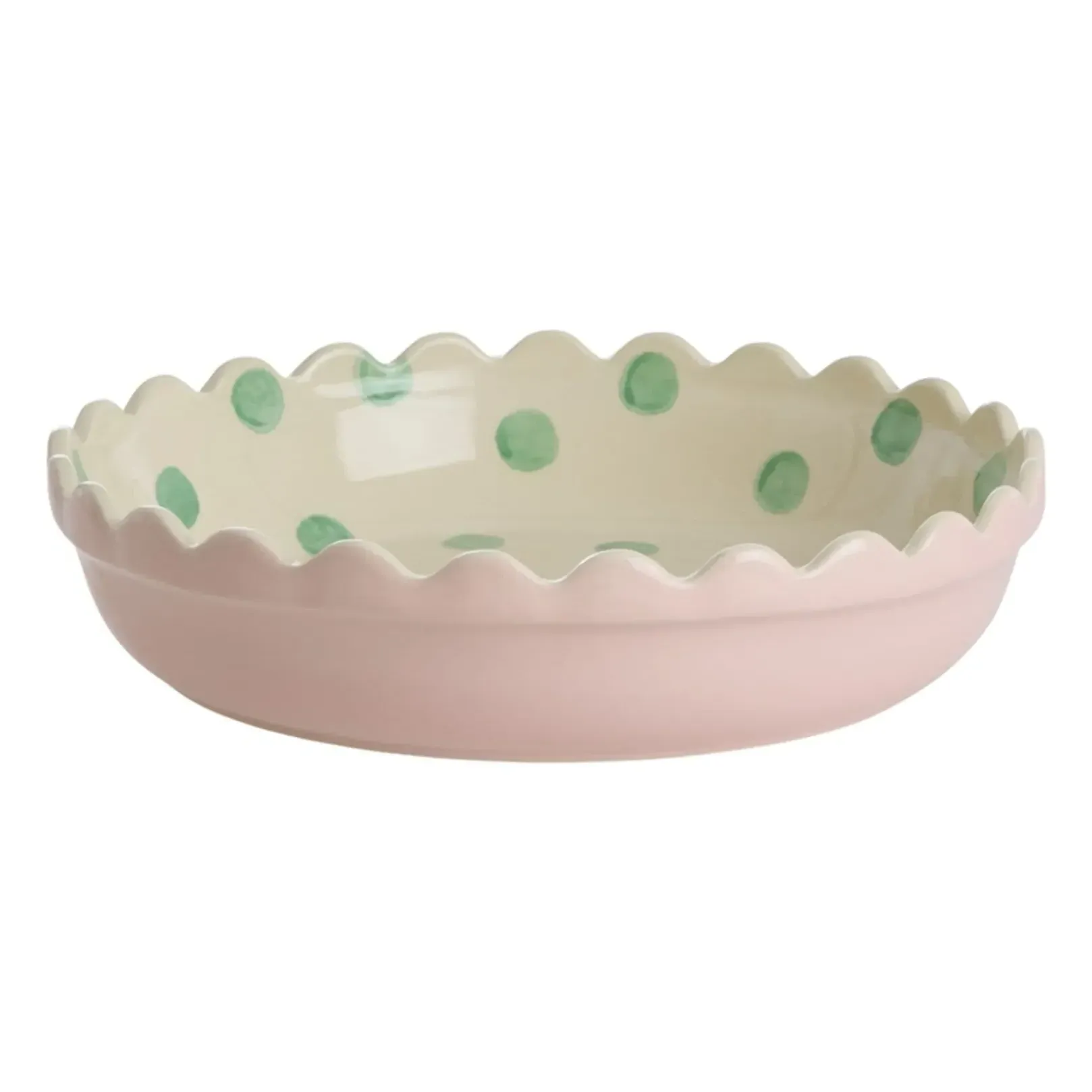 Polka Dot Pie Dish - Pink, Stoneware product